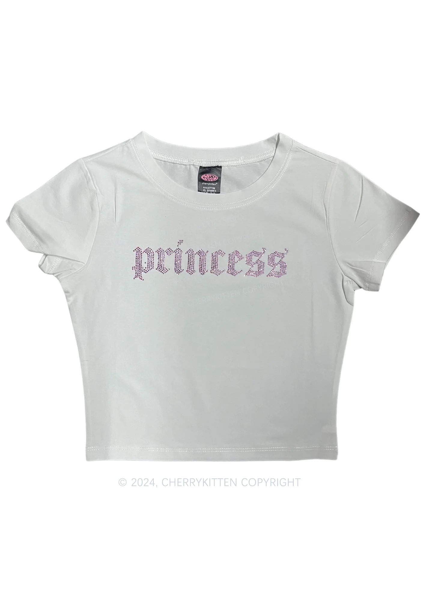 Rhinestone Princess Y2K Baby Tee Cherrykitten - Image 4
