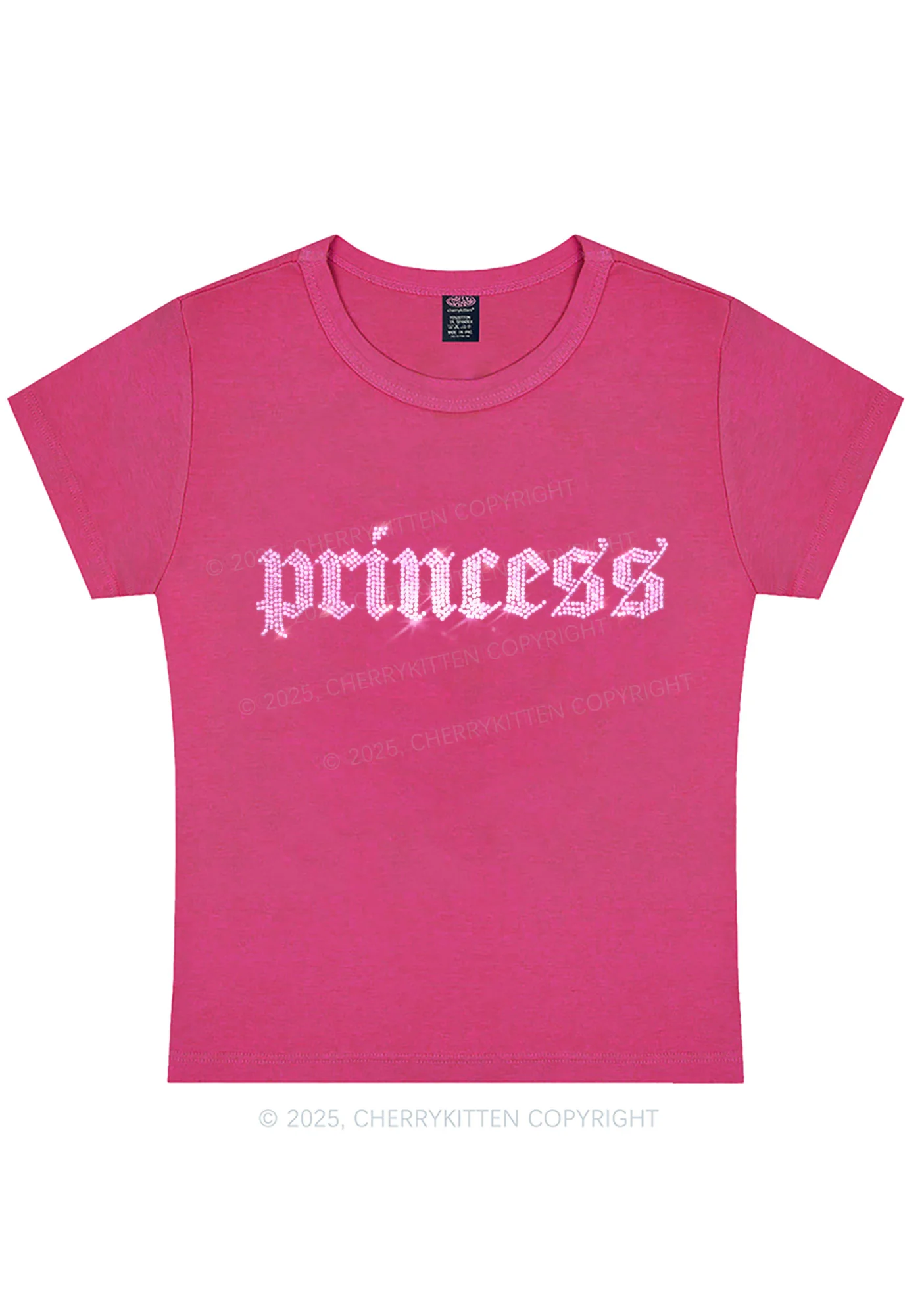 Rhinestone Princess Y2K Baby Tee Cherrykitten - Image 5