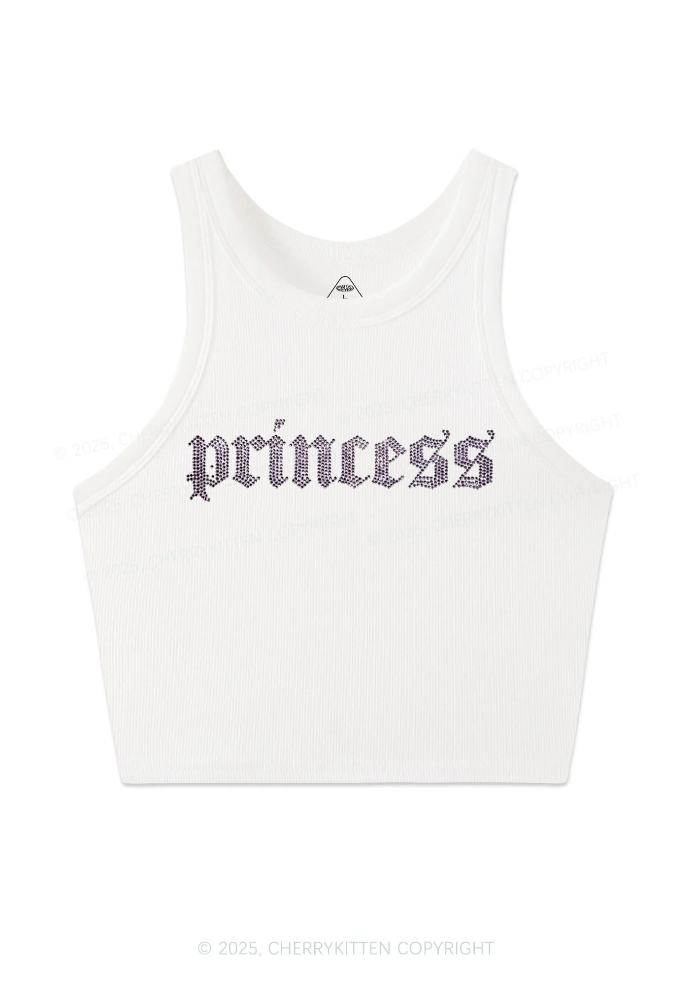 Rhinestone Princess Y2K Crop Tank Top Cherrykitten - Image 3