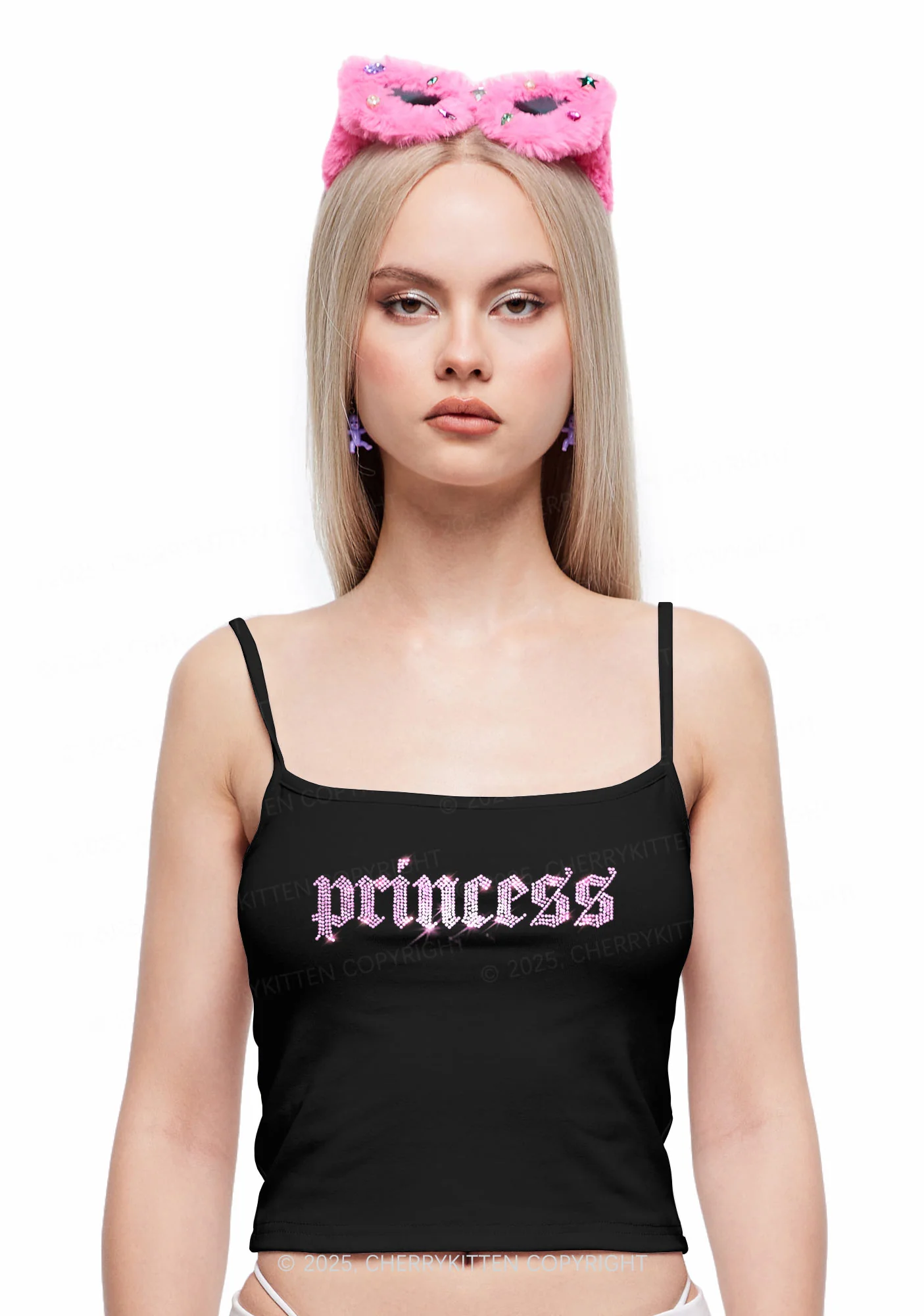 Rhinestone Princess Y2K Spaghetti Strap Cami Cherrykitten - Image 2