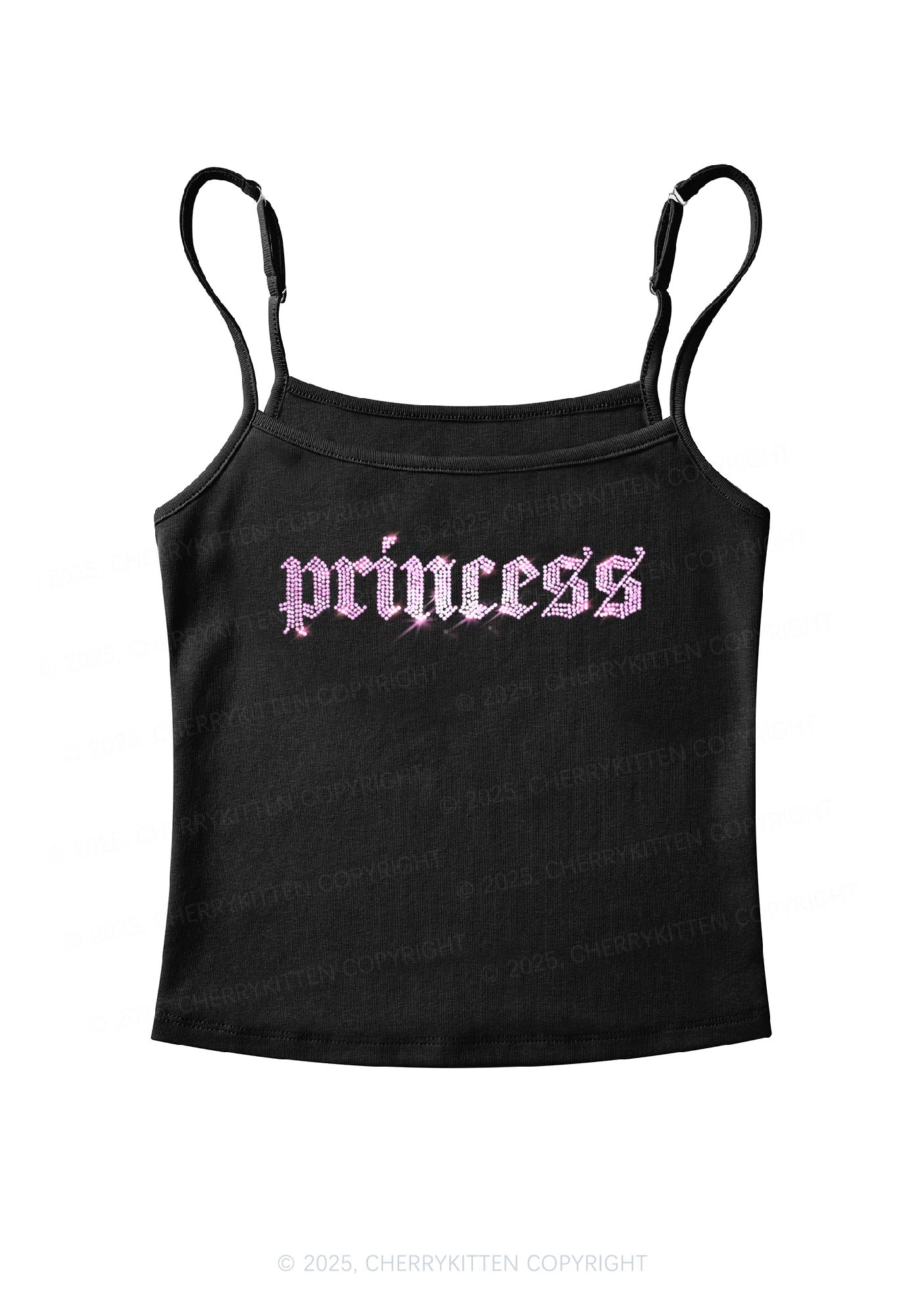 Rhinestone Princess Y2K Spaghetti Strap Cami Cherrykitten - Image 3