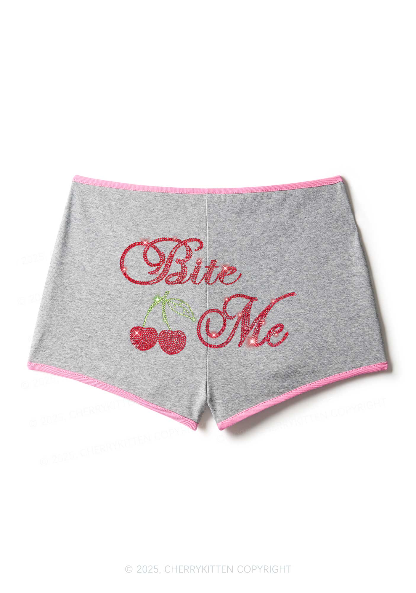 Rhinestone Red Cherry Bite Me Y2K Booty Shorts Cherrykitten - Image 3