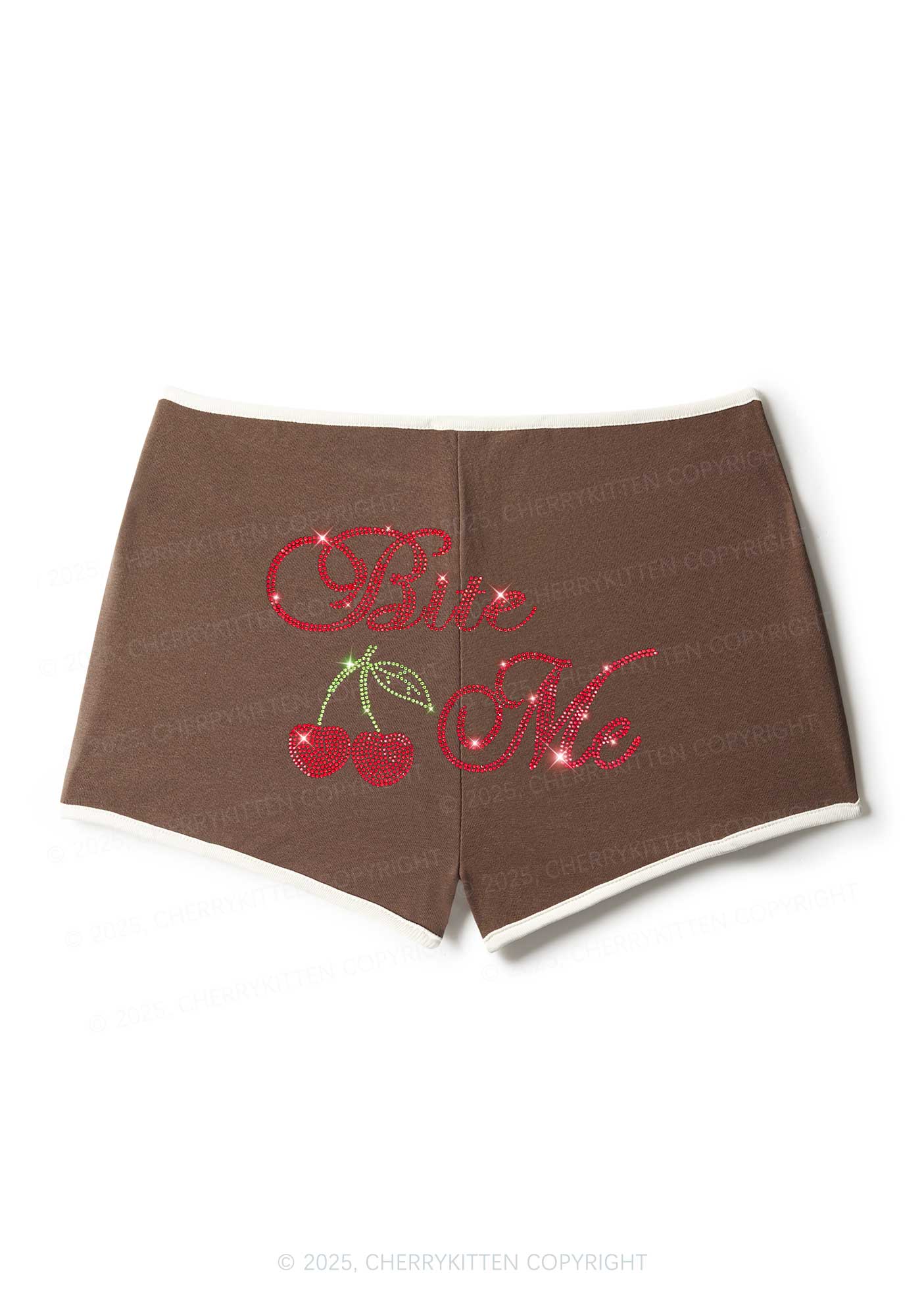 Rhinestone Red Cherry Bite Me Y2K Booty Shorts Cherrykitten - Image 5