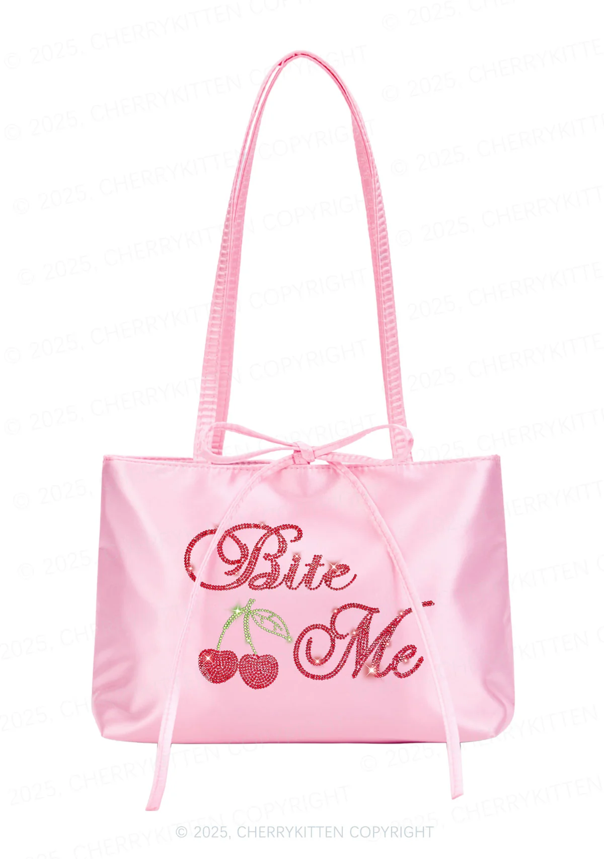 Rhinestone Red Cherry Bite Me Y2K Satin Bags Cherrykitten - Image 2