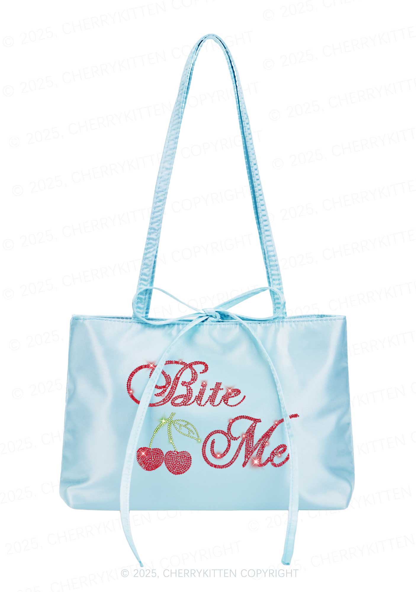 Rhinestone Red Cherry Bite Me Y2K Satin Bags Cherrykitten - Image 3