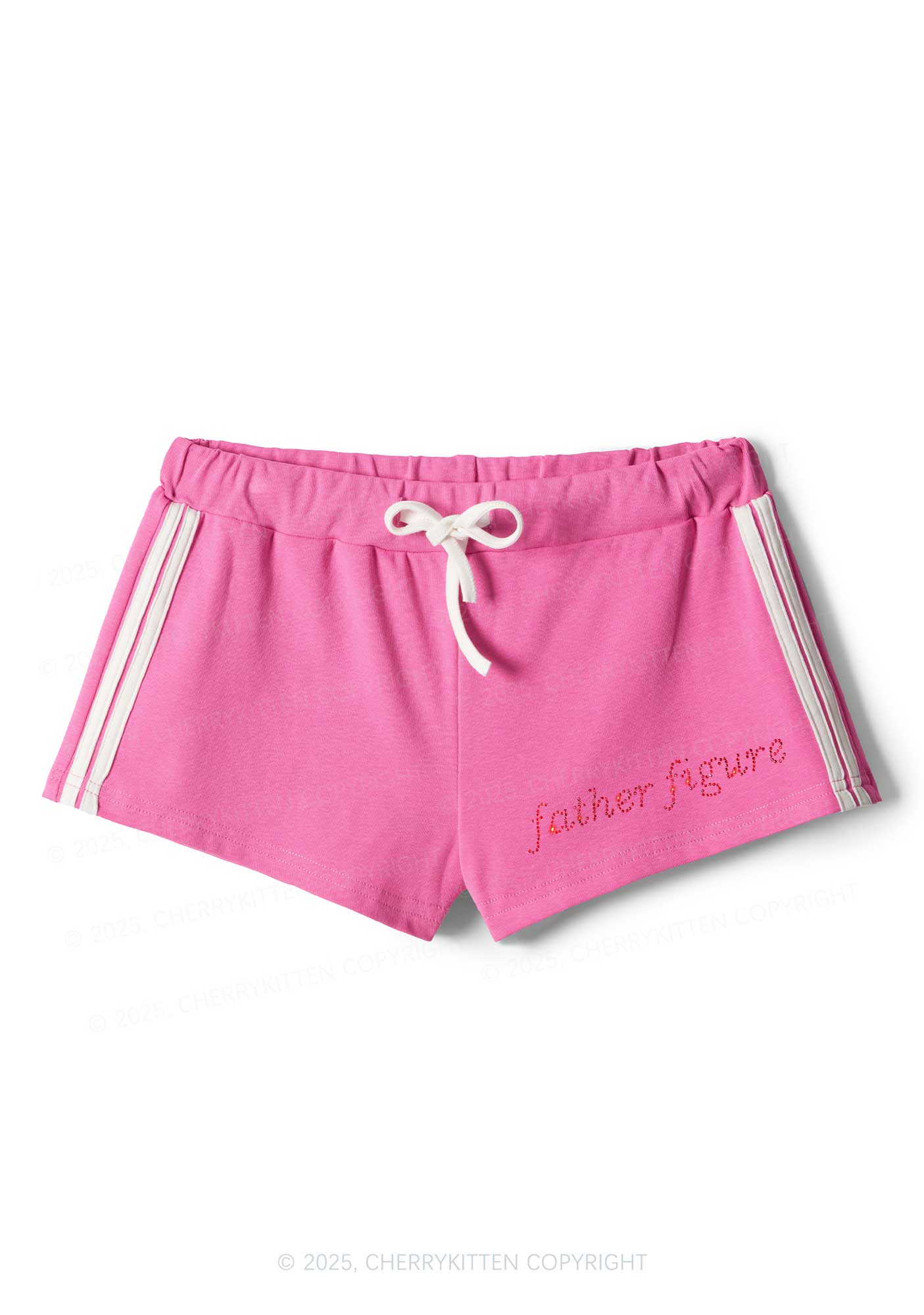 Rhinestone Red Father Figure Y2K Drawstring Mini Shorts Cherrykitten - Image 4
