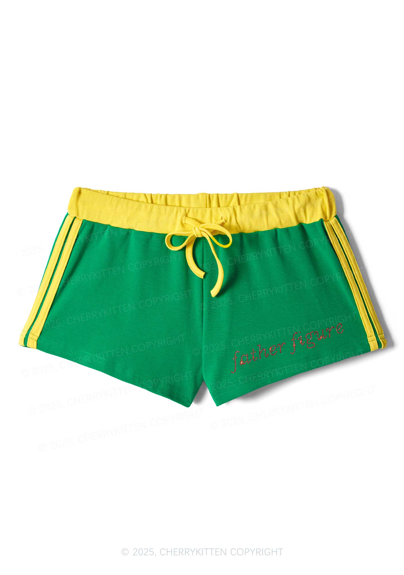 Rhinestone Red Father Figure Y2K Drawstring Mini Shorts Cherrykitten - Image 5
