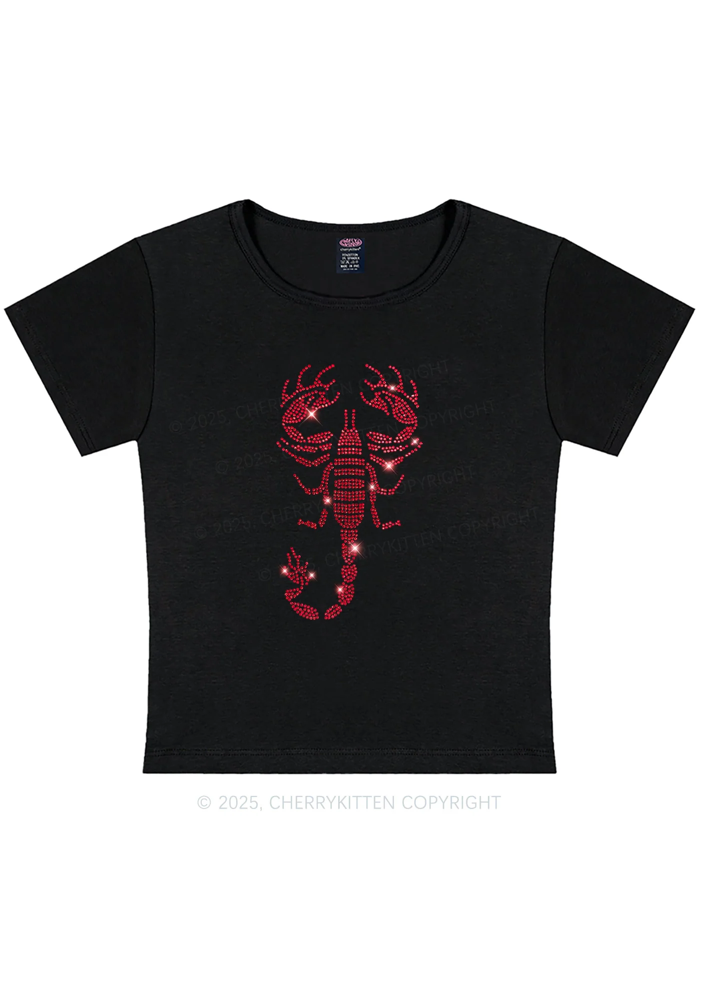 Rhinestone Red Scorpion Y2K Baby Tee Cherrykitten - Image 4