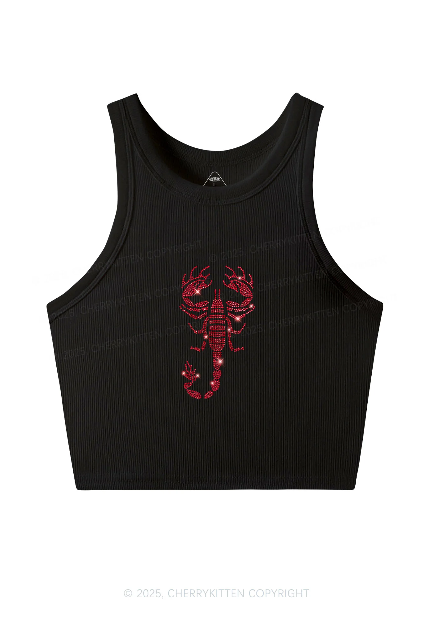 Rhinestone Red Scorpion Y2K Crop Tank Top Cherrykitten - Image 5