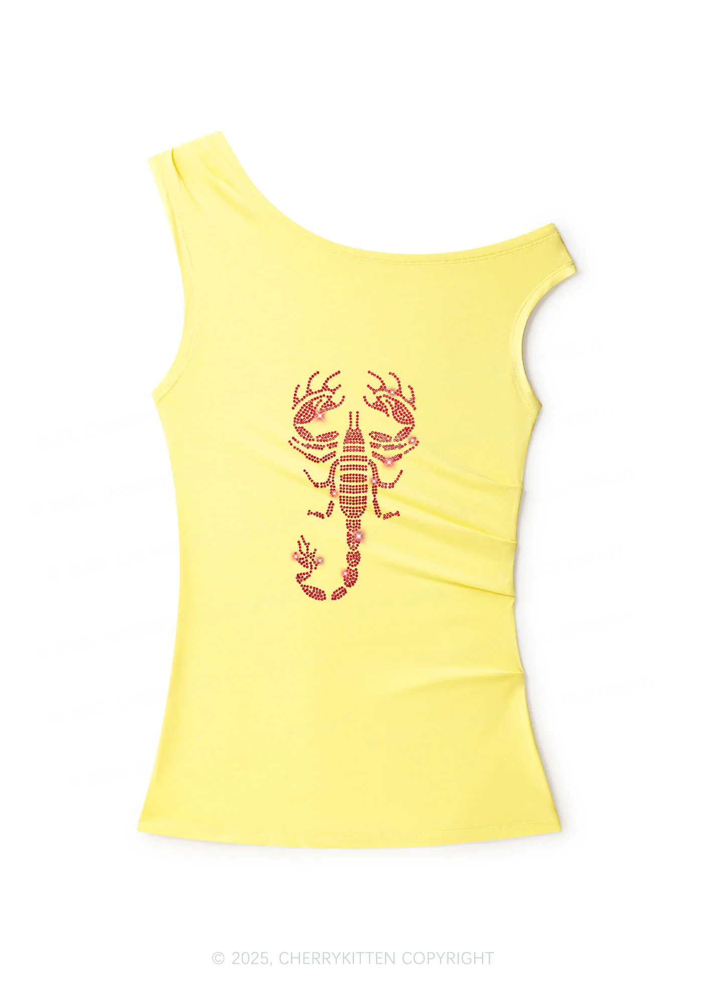 hinestone Red Scorpion Y2K Off Shoulder Tank Top Cherrykitten - Image 2
