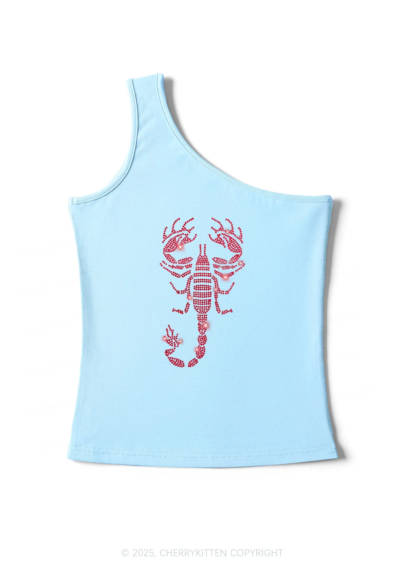 Rhinestone Red Scorpion Y2K One Shoulder Tank Top Cherrykitten - Image 5