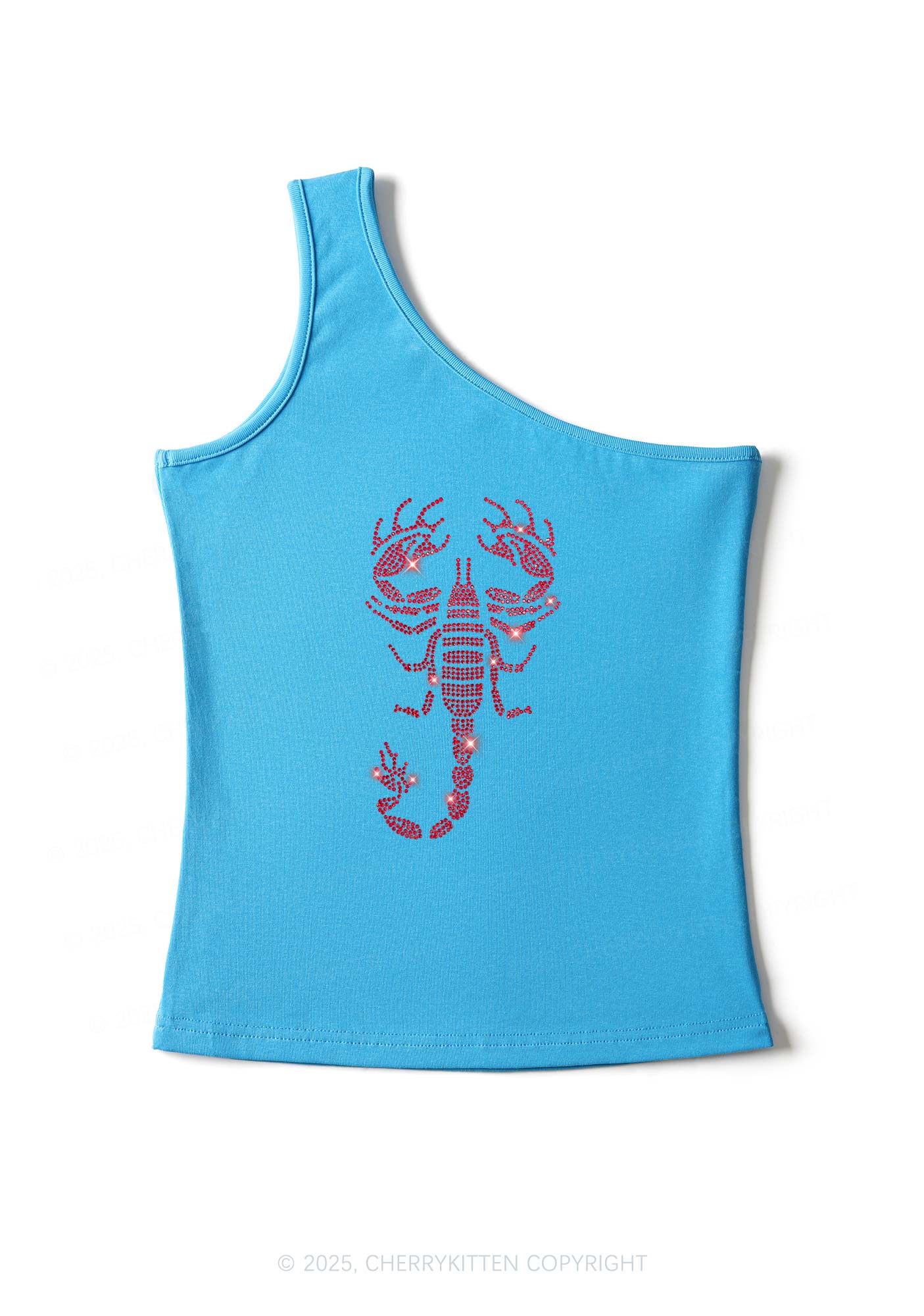 Rhinestone Red Scorpion Y2K One Shoulder Tank Top Cherrykitten - Image 6