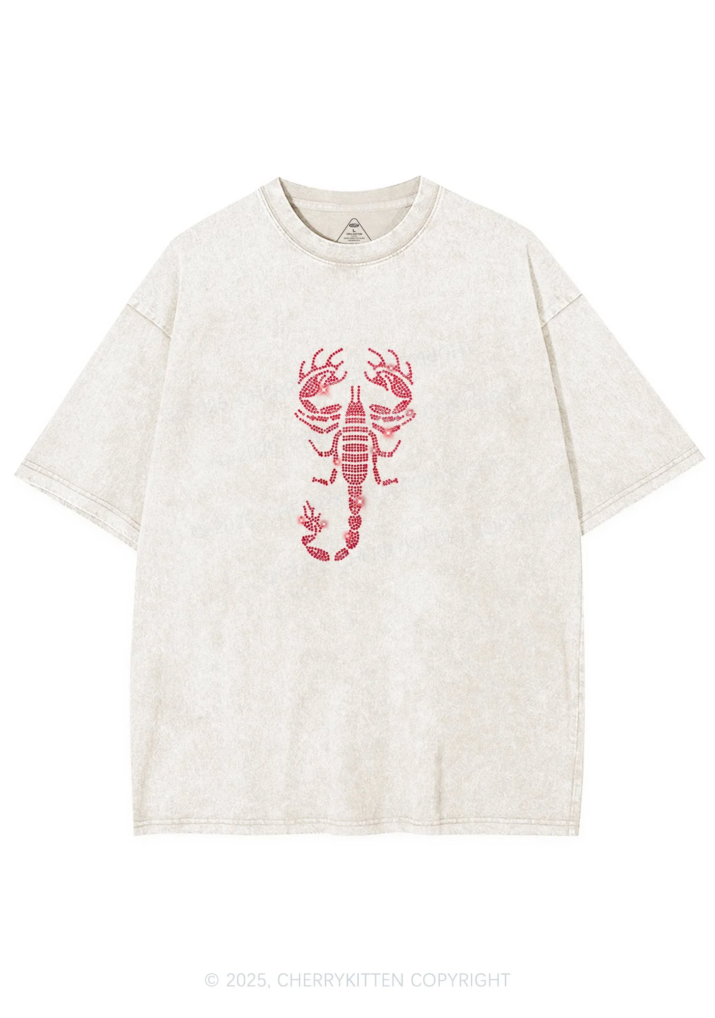Rhinestone Red Scorpion Y2K Shirts Washed Tee Cherrykitten - Image 3