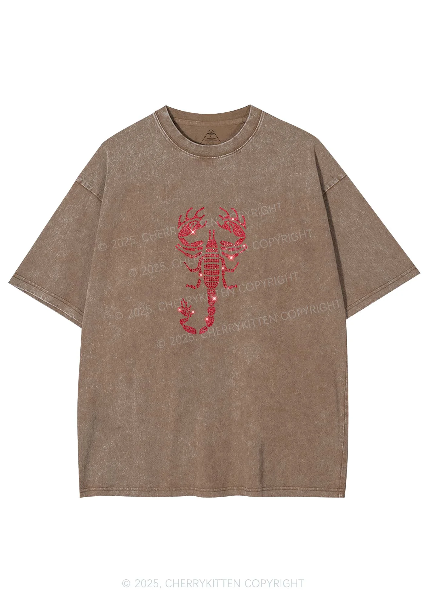 Rhinestone Red Scorpion Y2K Shirts Washed Tee Cherrykitten - Image 7