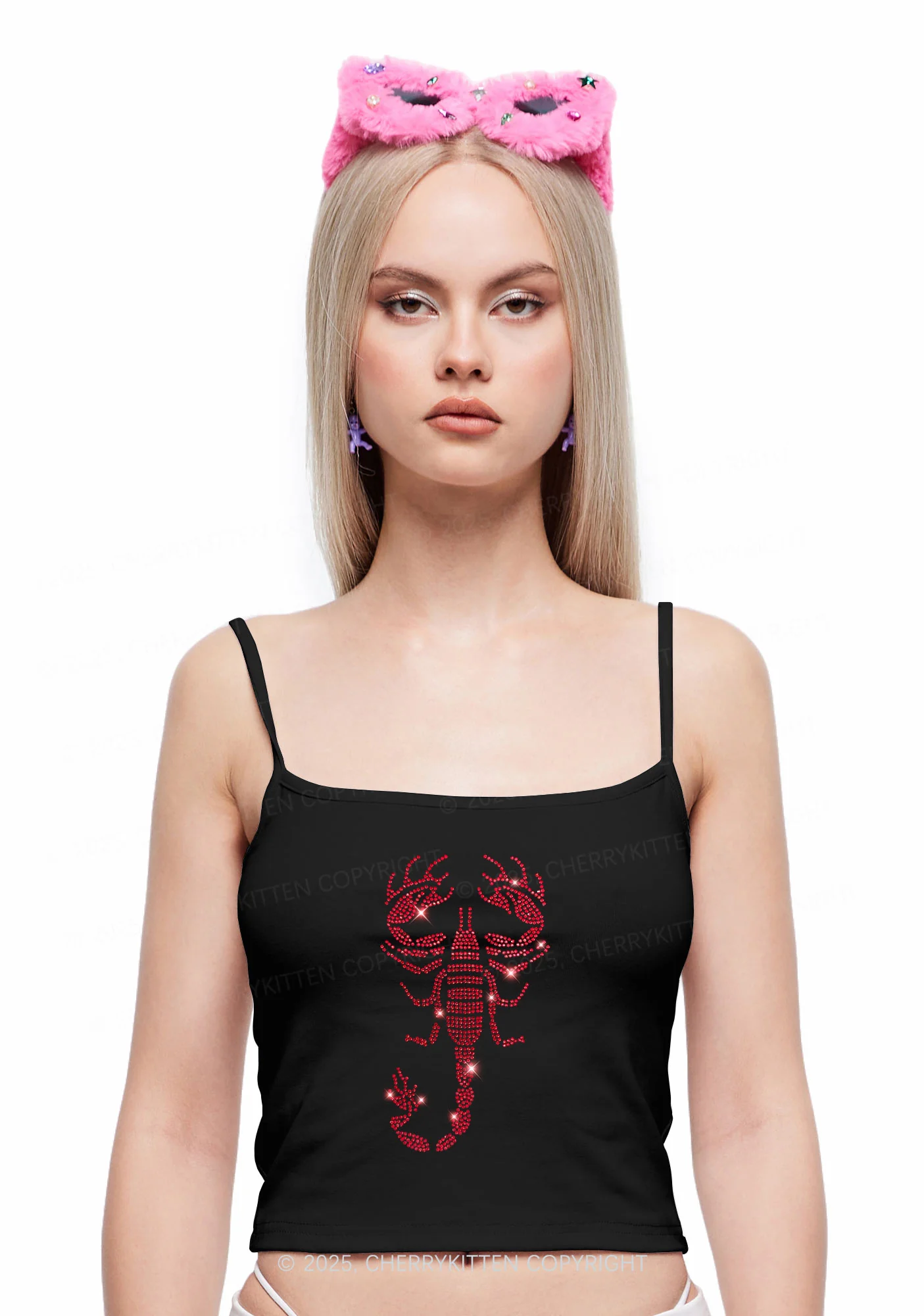 Rhinestone Red Scorpion Y2K Spaghetti Strap Cami Cherrykitten - Image 2