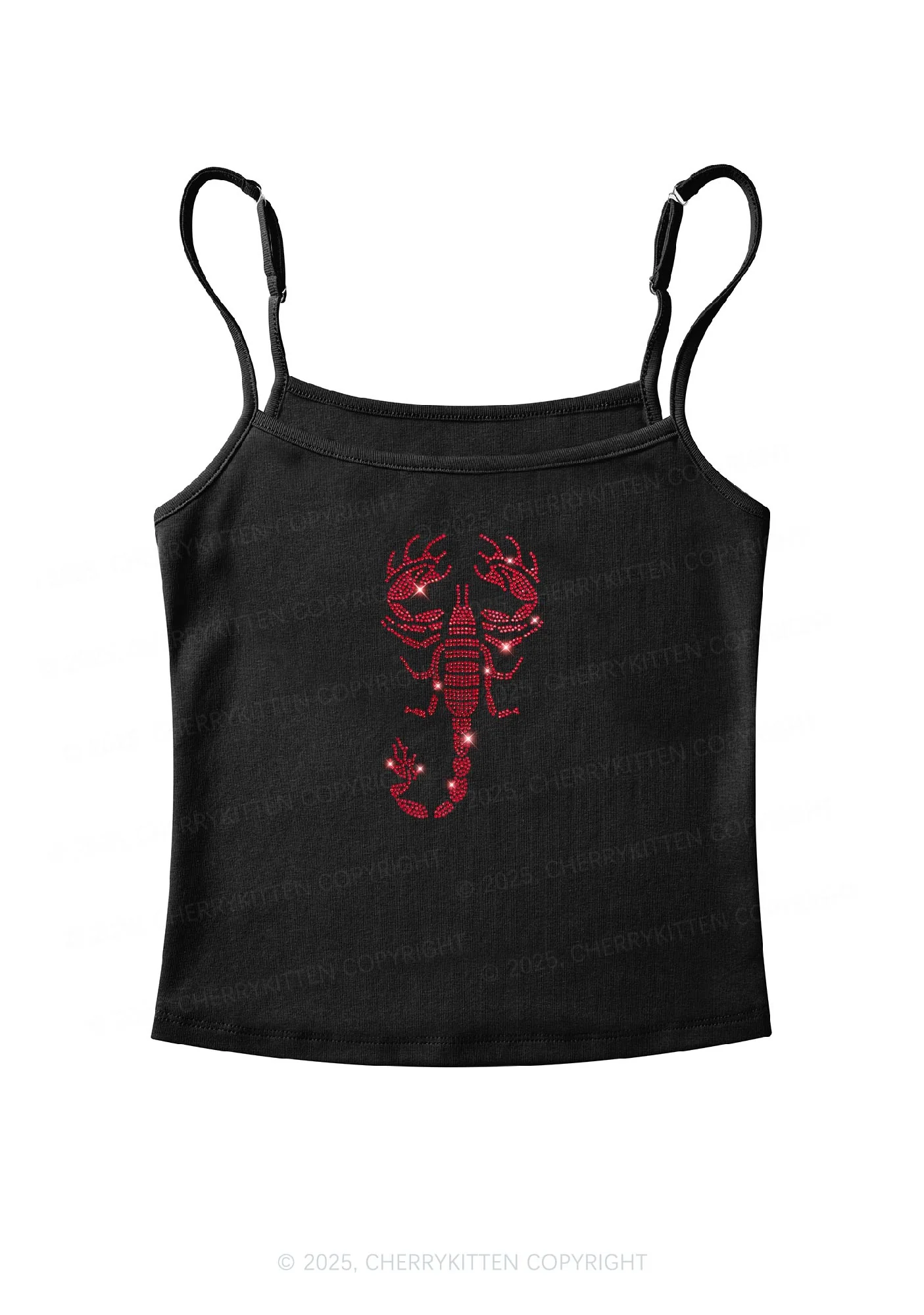 Rhinestone Red Scorpion Y2K Spaghetti Strap Cami Cherrykitten - Image 3