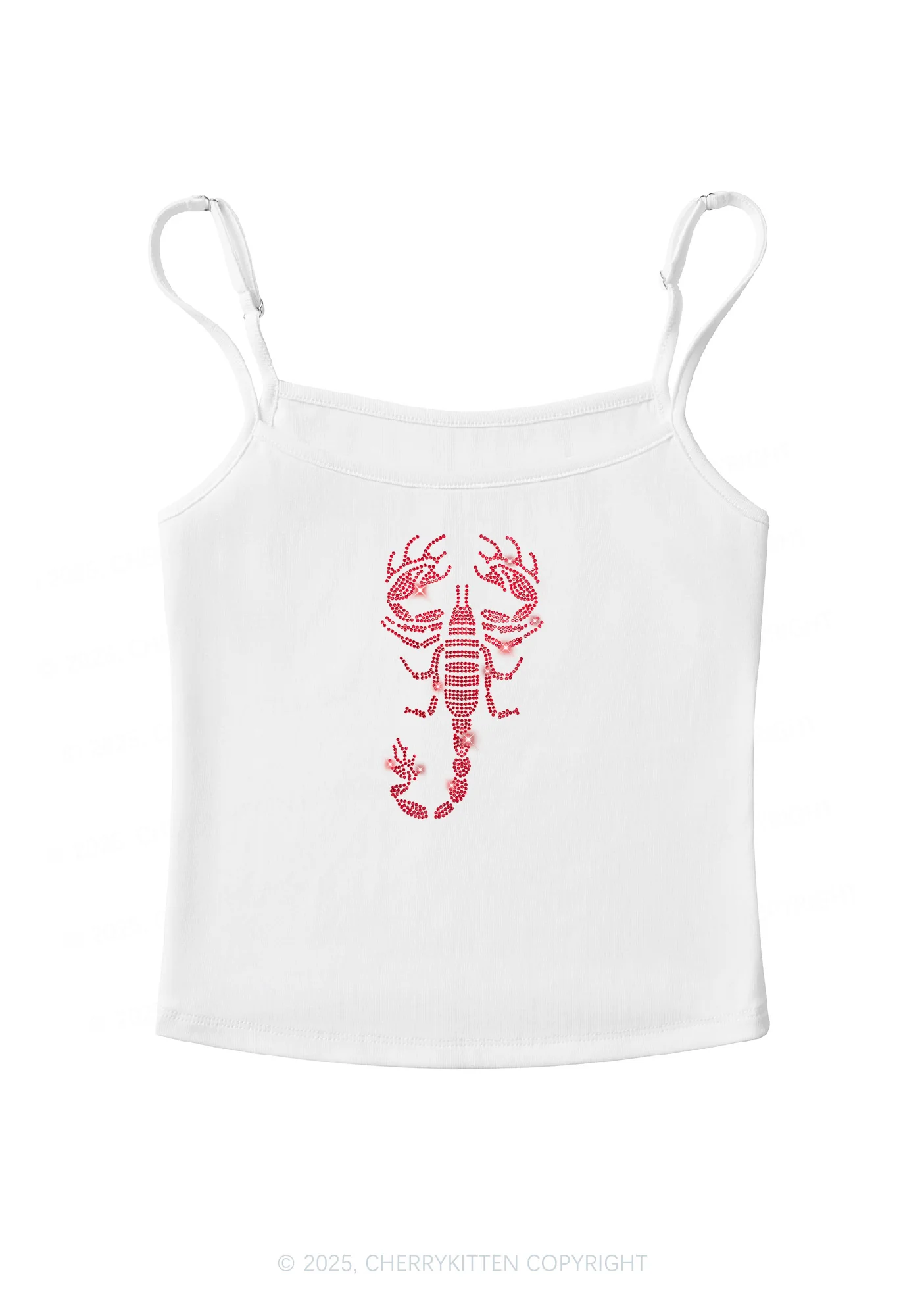 Rhinestone Red Scorpion Y2K Spaghetti Strap Cami Cherrykitten - Image 4