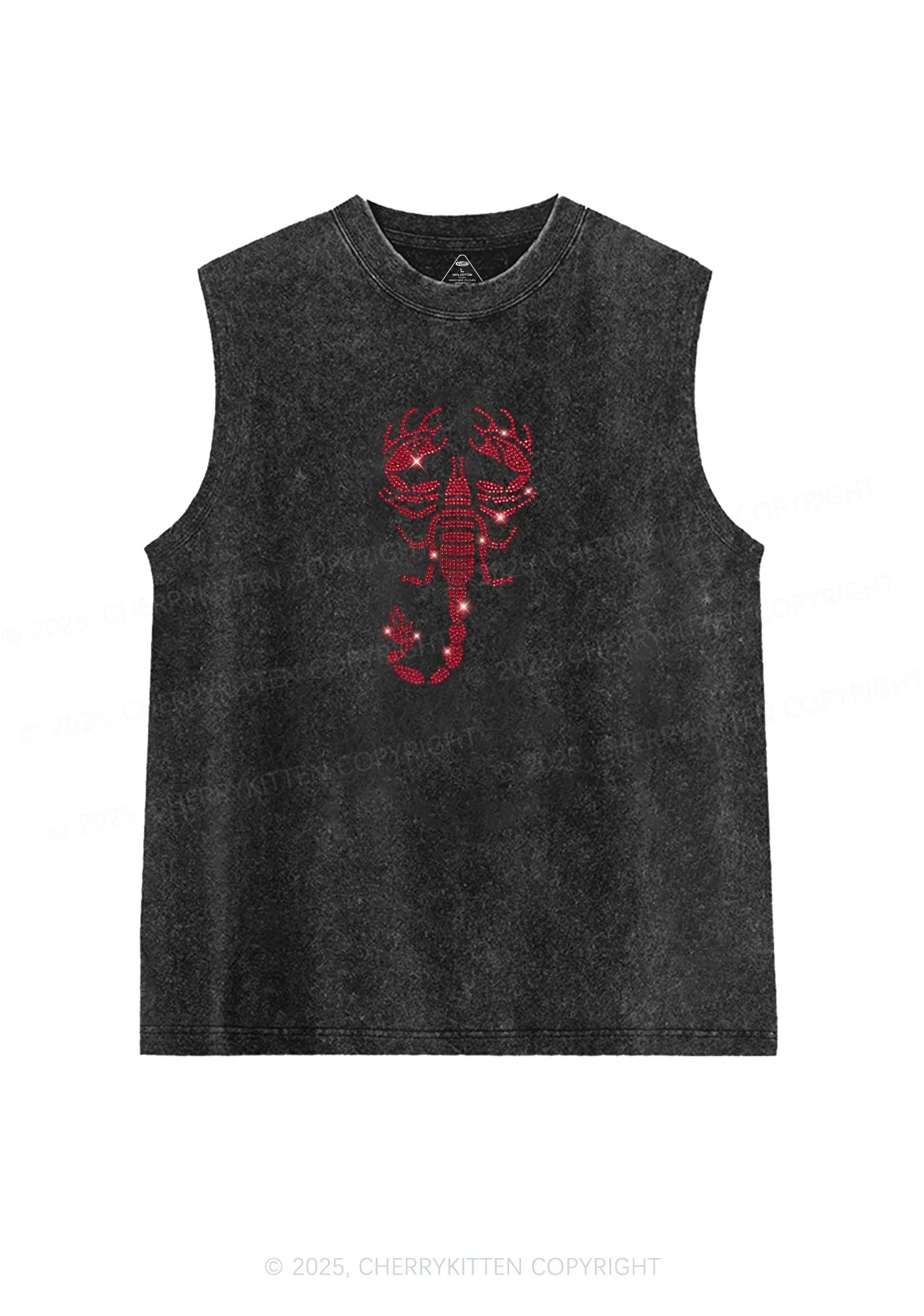 Rhinestone Red Scorpion Y2K Washed Muscle Tank Cherrykitten - Image 3