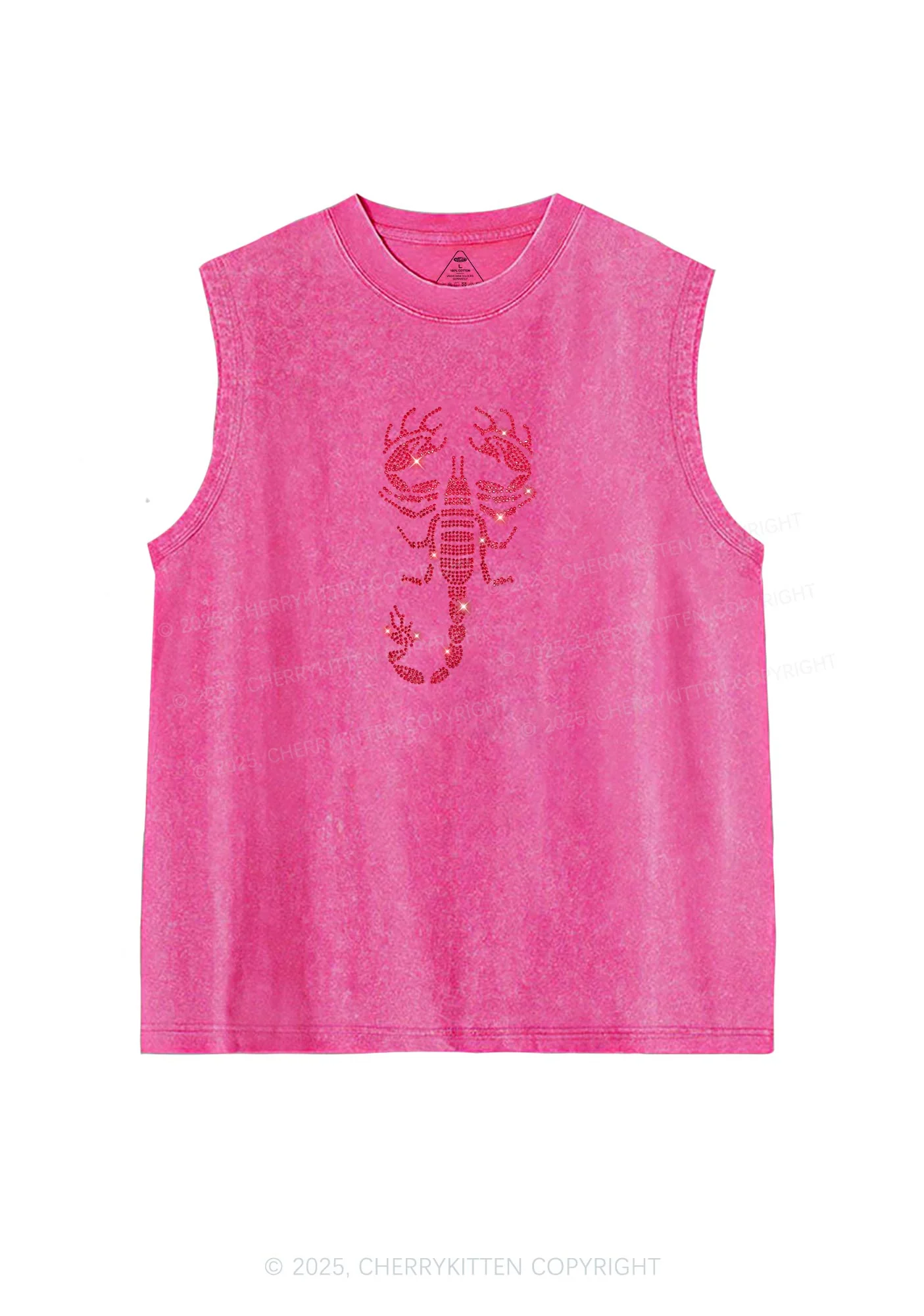 Rhinestone Red Scorpion Y2K Washed Muscle Tank Cherrykitten - Image 4