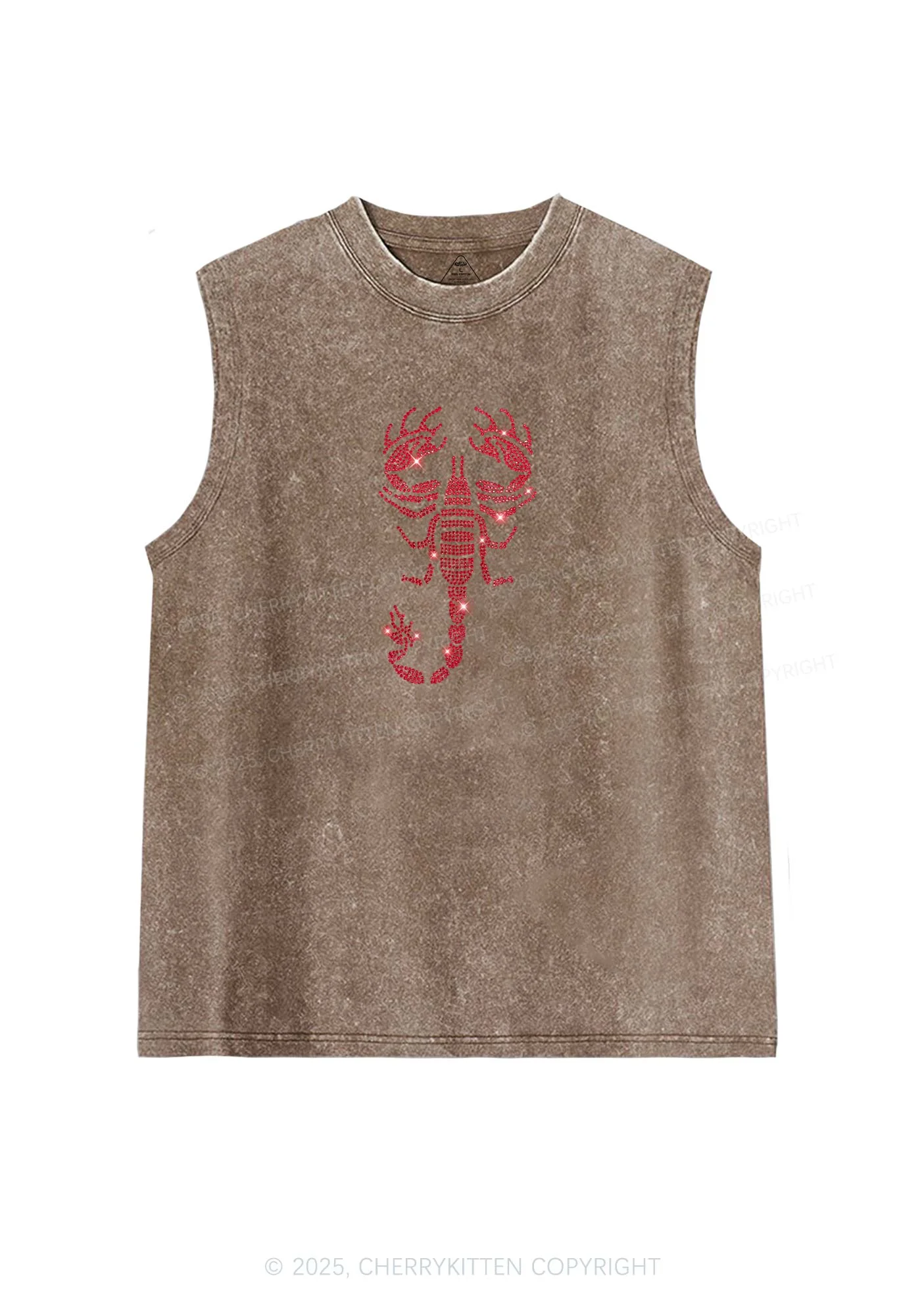 Rhinestone Red Scorpion Y2K Washed Muscle Tank Cherrykitten - Image 5