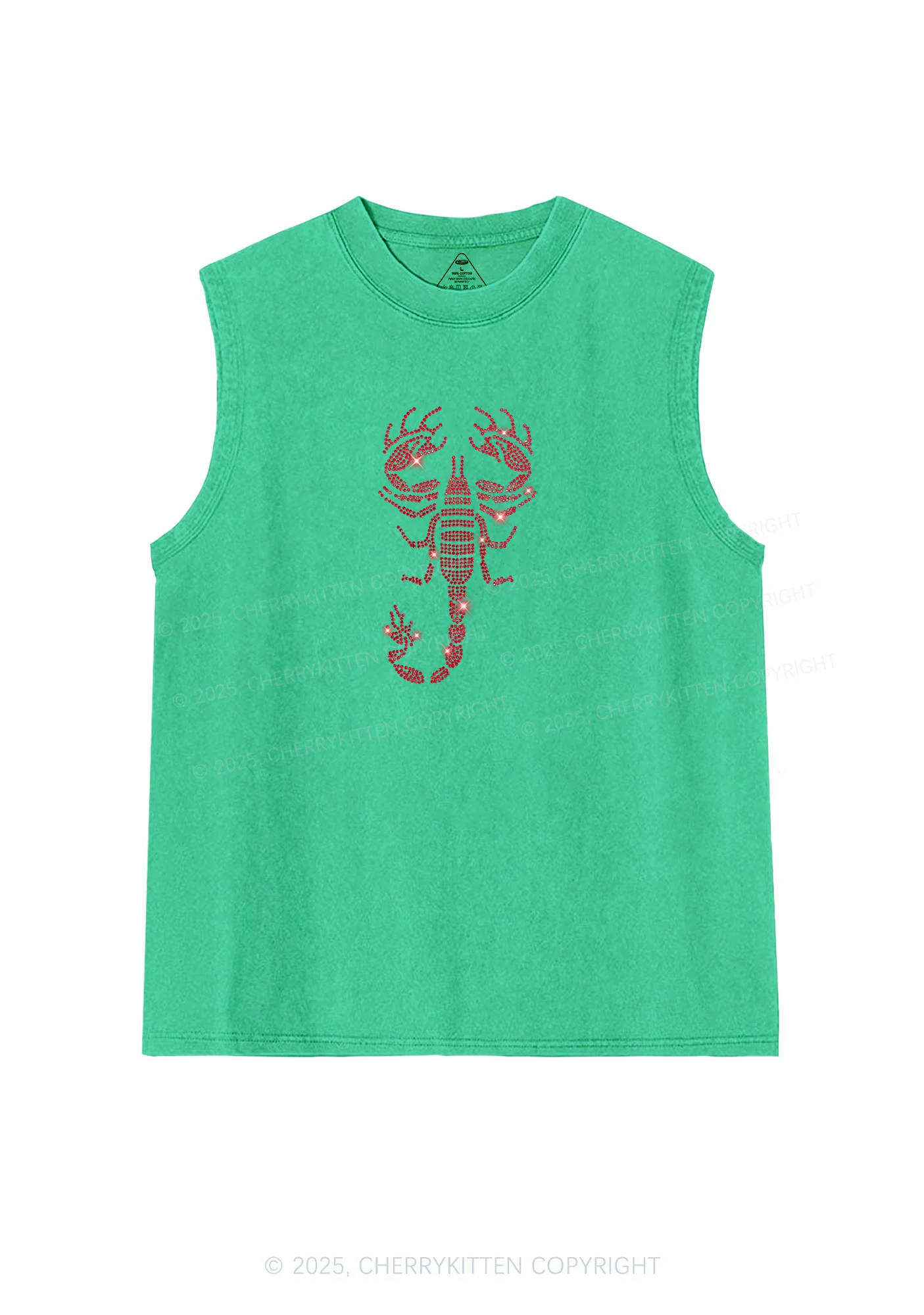 Rhinestone Red Scorpion Y2K Washed Muscle Tank Cherrykitten - Image 6