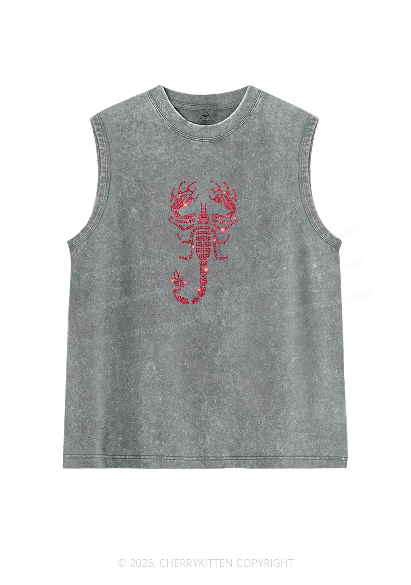 Rhinestone Red Scorpion Y2K Washed Muscle Tank Cherrykitten - Image 7