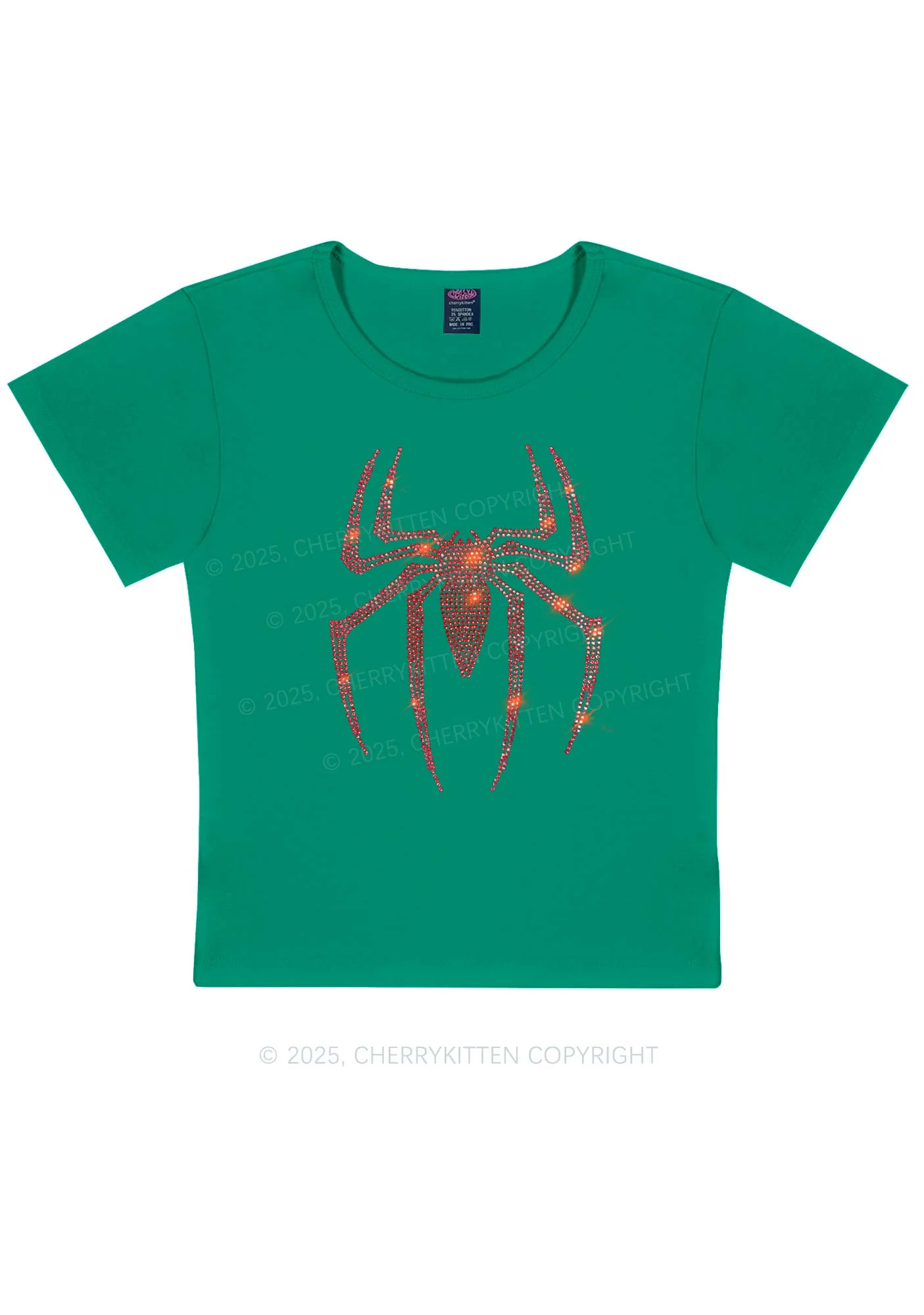Rhinestone Red Spider Y2K Baby Tee Cherrykitten - Image 11