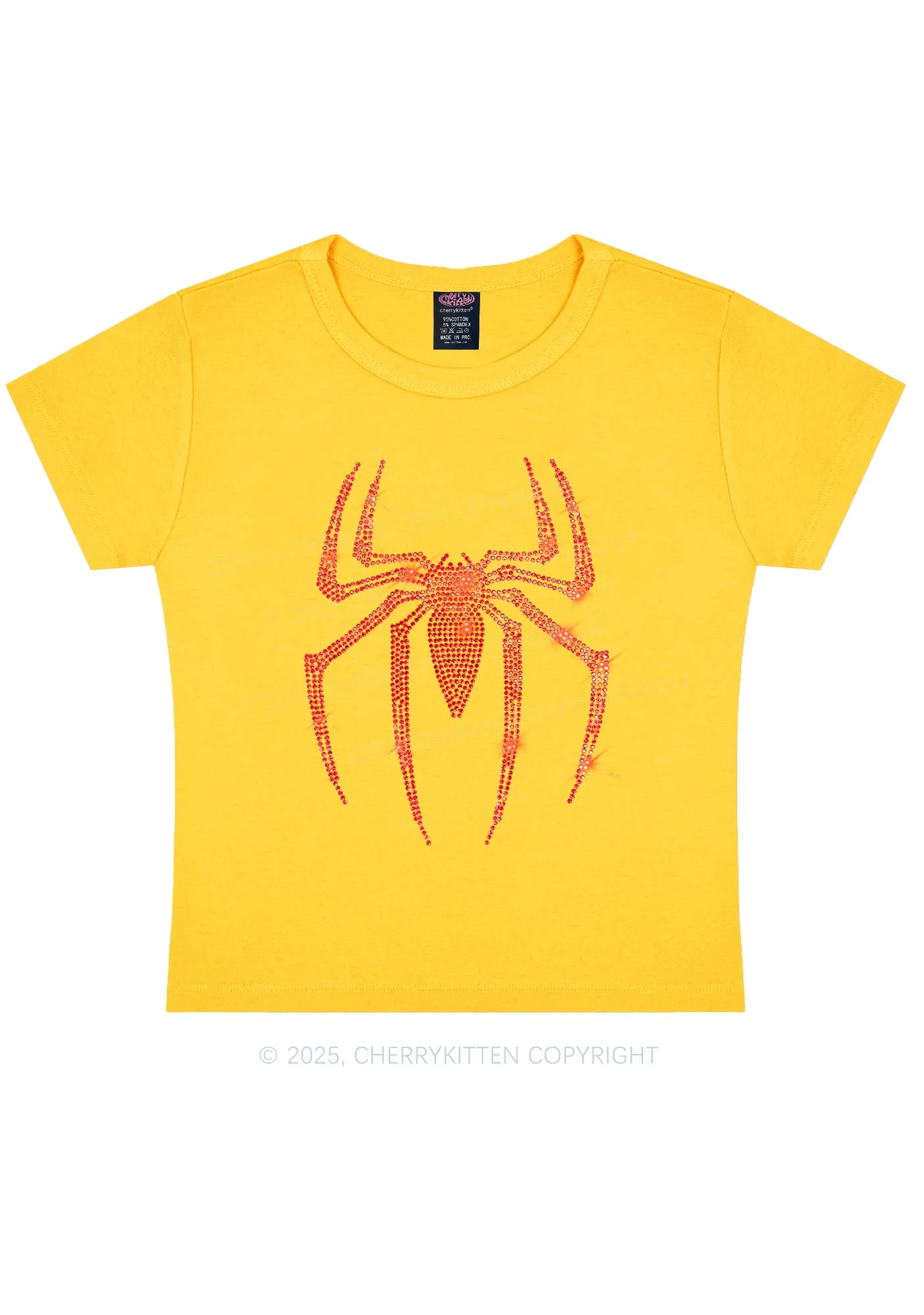 Rhinestone Red Spider Y2K Baby Tee Cherrykitten - Image 4