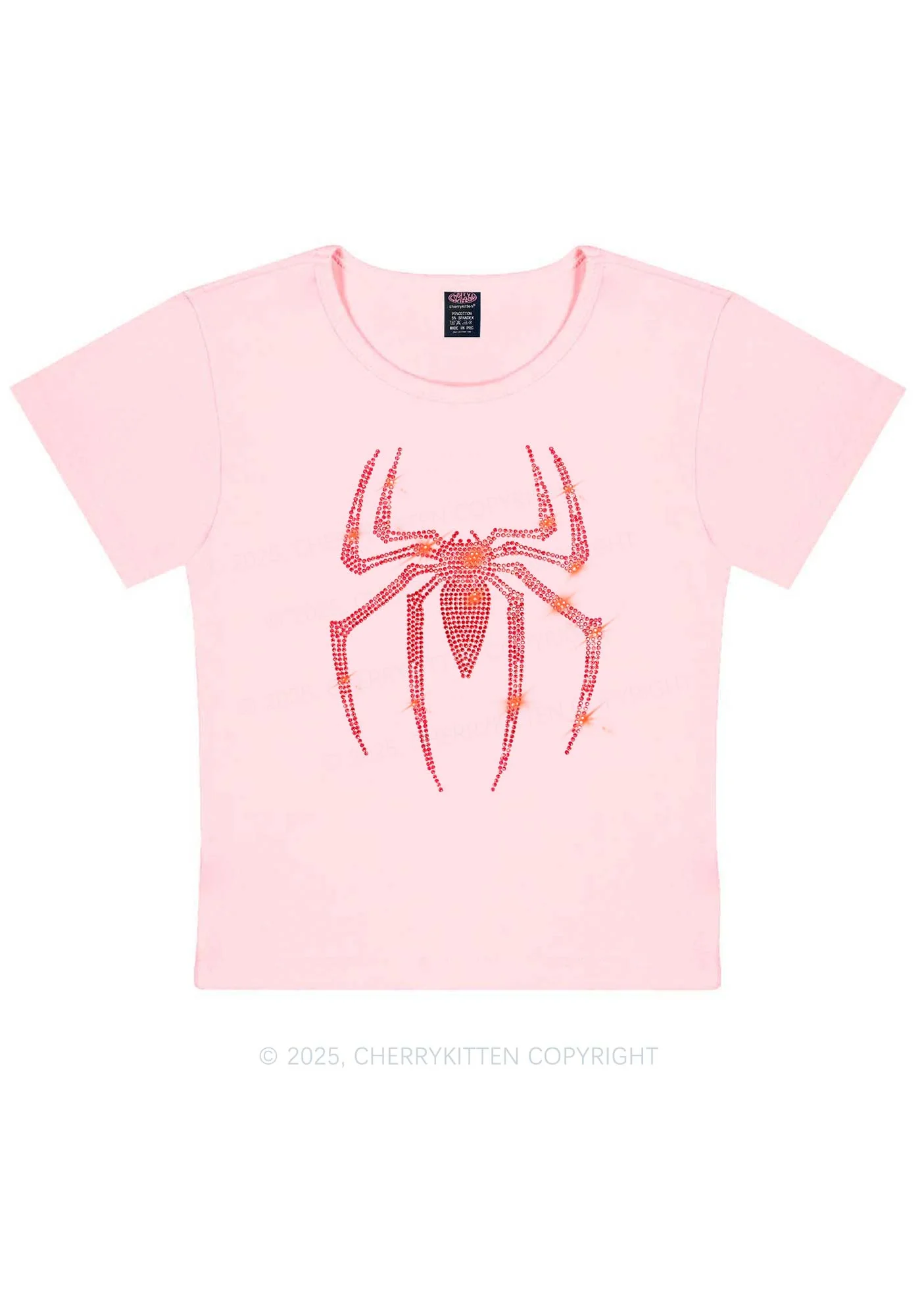 Rhinestone Red Spider Y2K Baby Tee Cherrykitten - Image 7