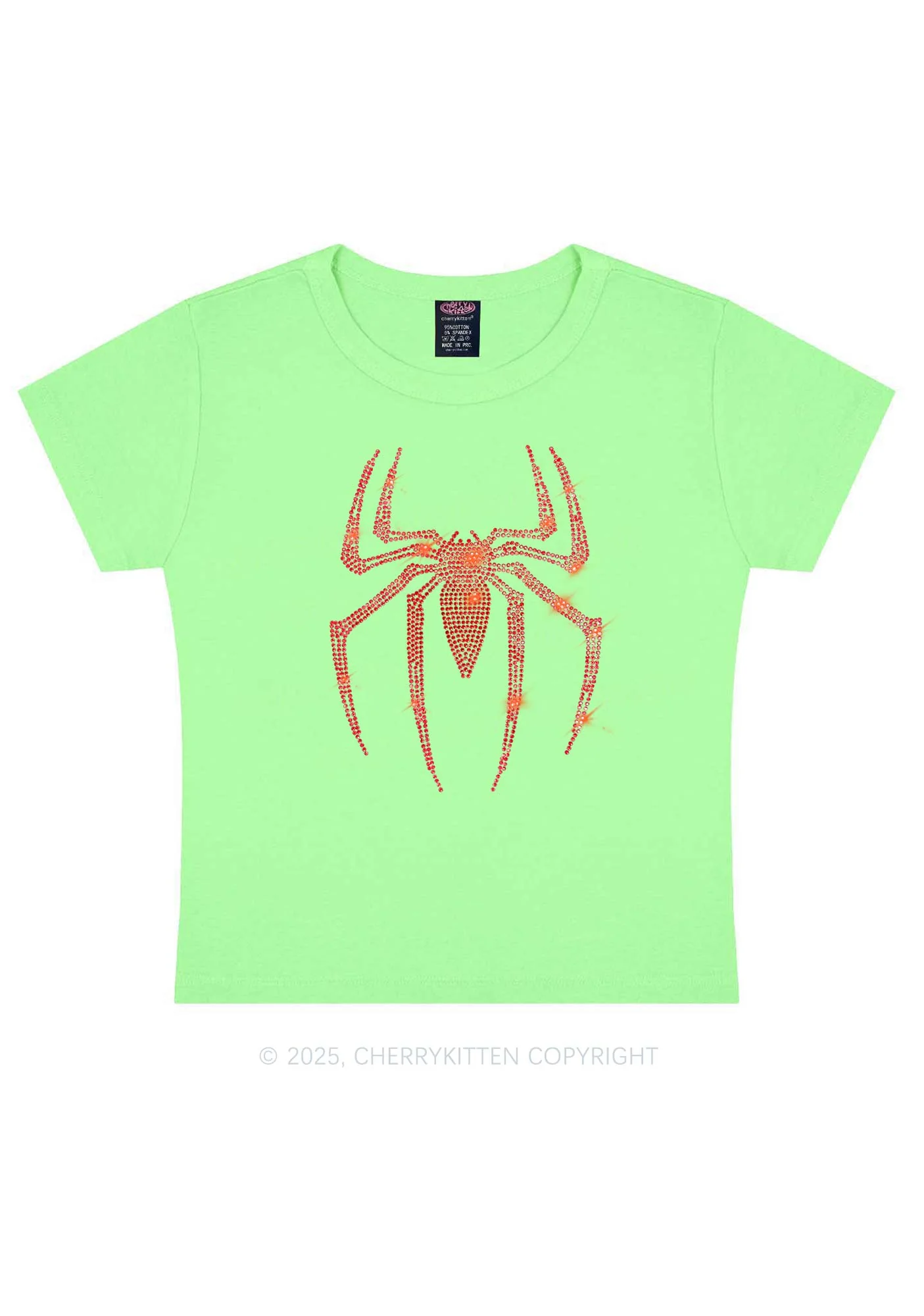 Rhinestone Red Spider Y2K Baby Tee Cherrykitten - Image 8