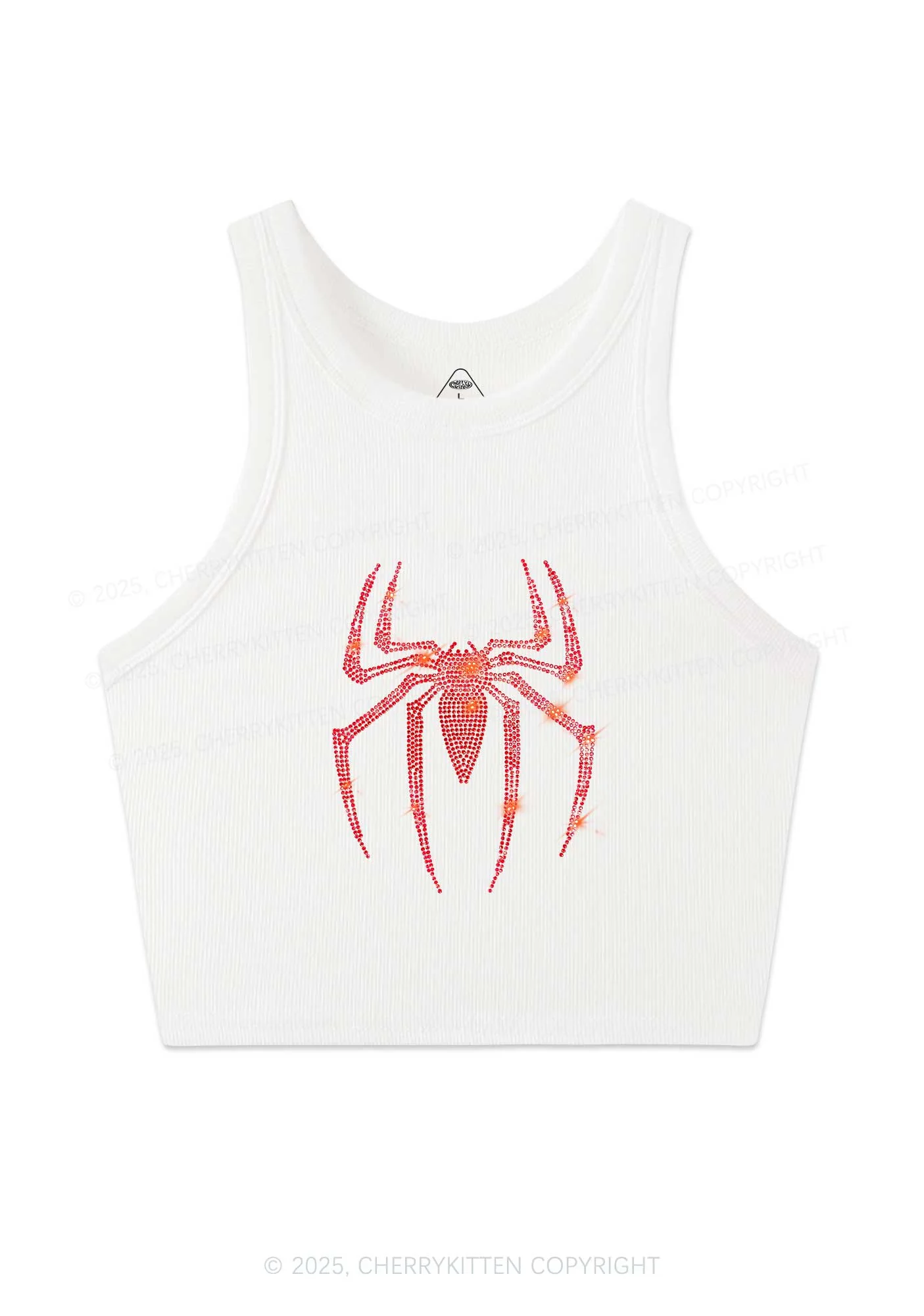 Rhinestone Red Spider Y2K Crop Tank Top Cherrykitten - Image 4