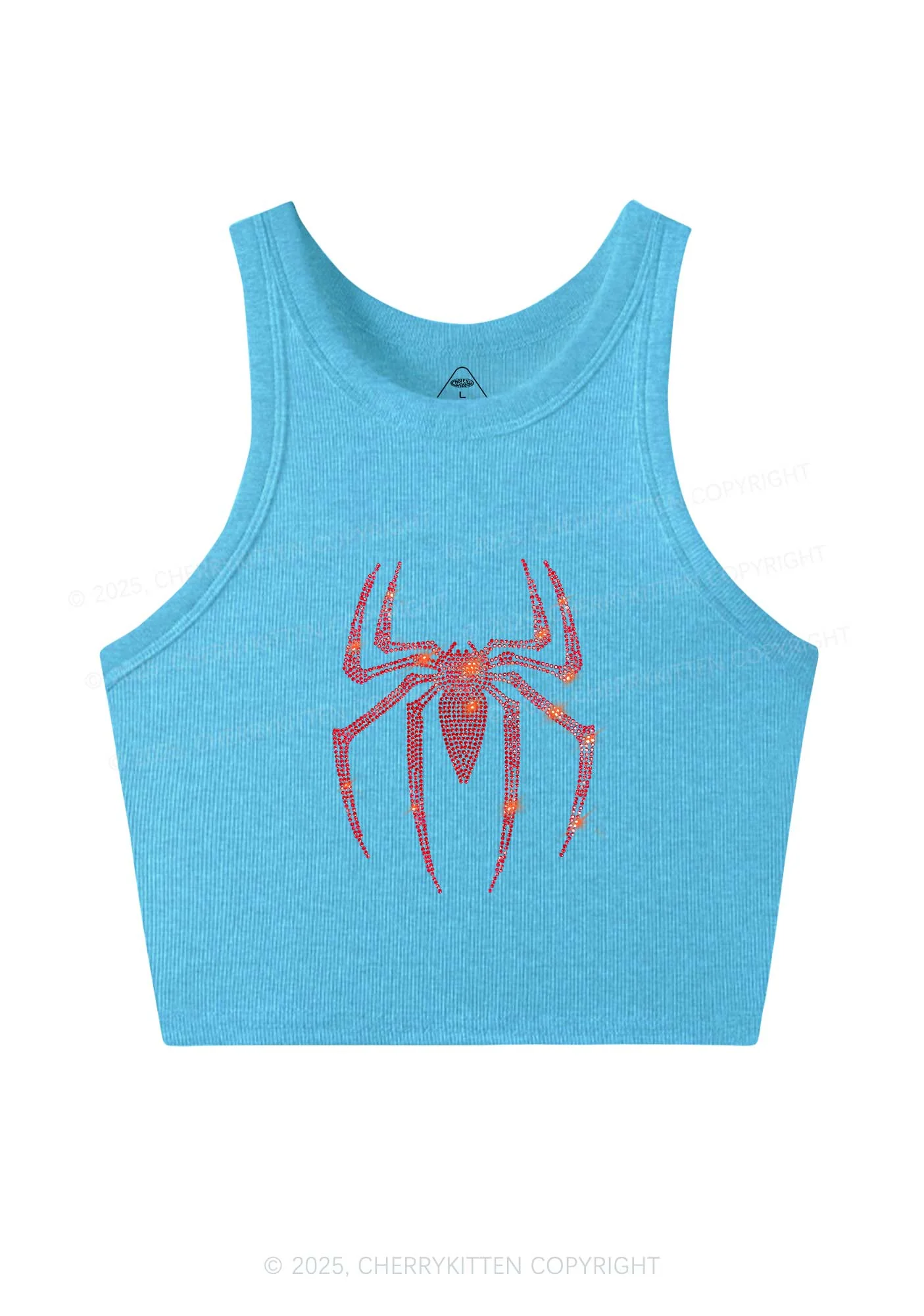 Rhinestone Red Spider Y2K Crop Tank Top Cherrykitten - Image 5