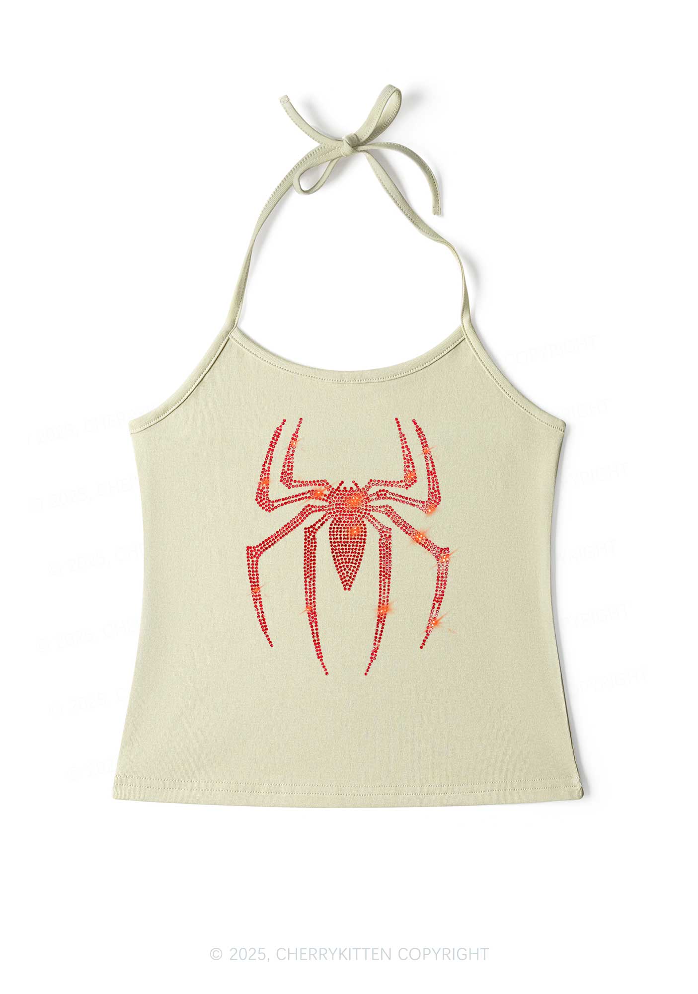 Rhinestone Red Spider Y2K Halter Neck Cami Cherrykitten - Image 4