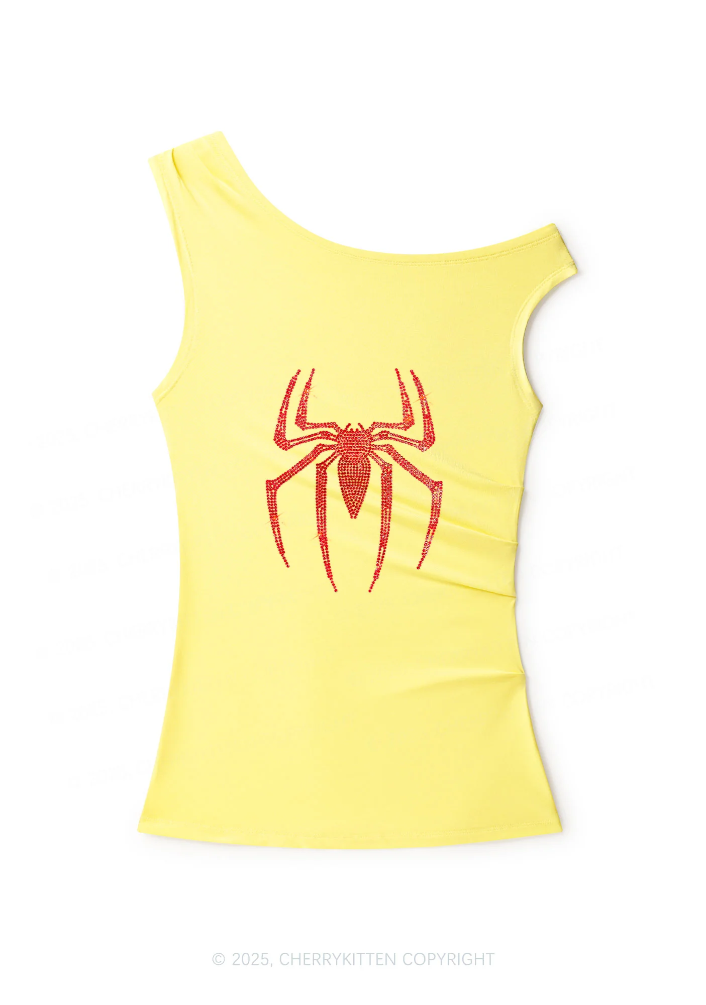 Rhinestone Red Spider Y2K Off Shoulder Tank Top Cherrykitten - Image 2