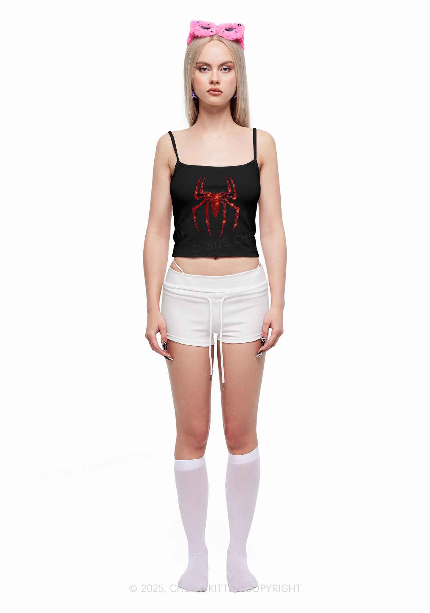 Rhinestone Red Spider Y2K Spaghetti Strap Cami Cherrykitten - Image 2
