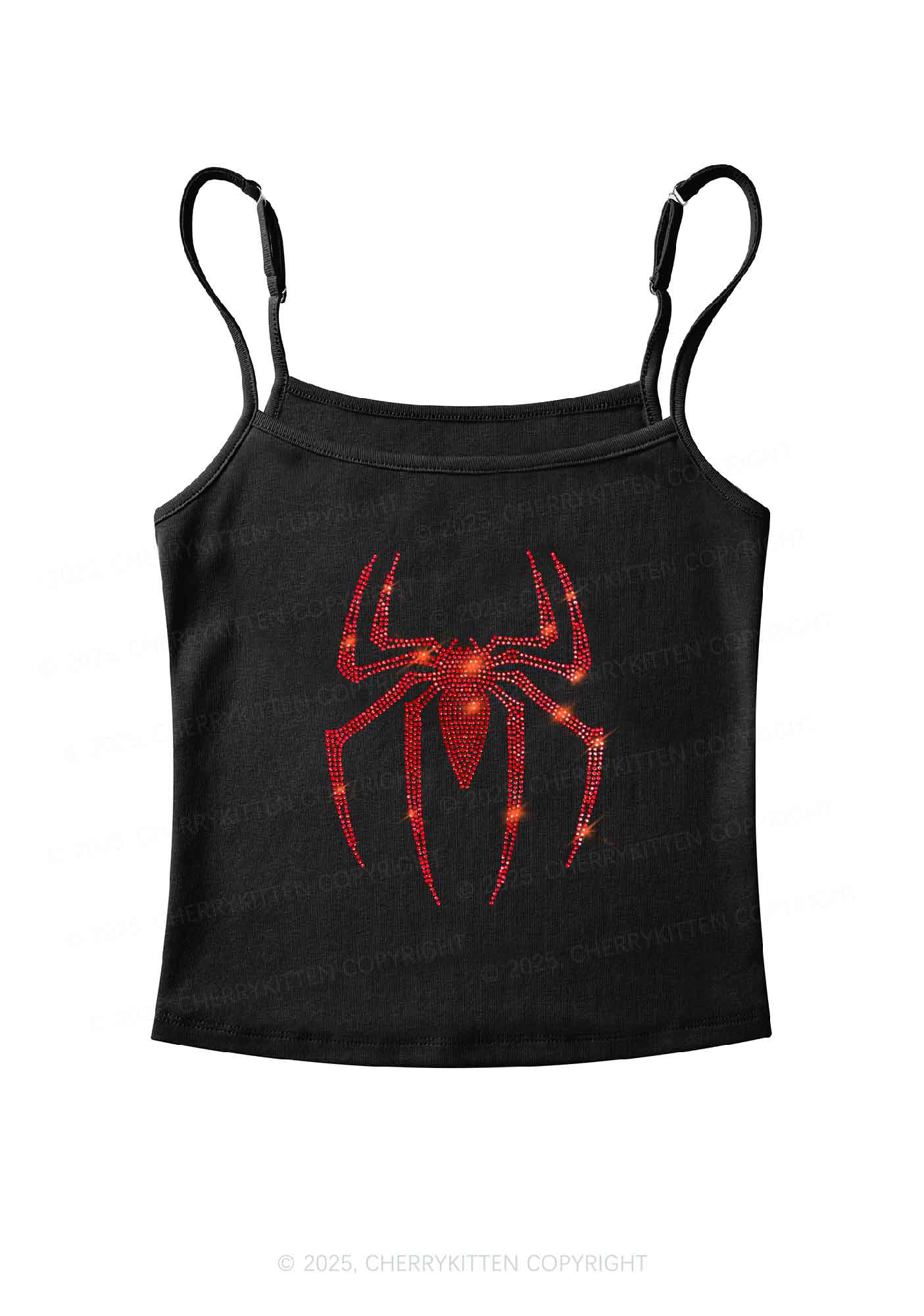 Rhinestone Red Spider Y2K Spaghetti Strap Cami Cherrykitten - Image 3
