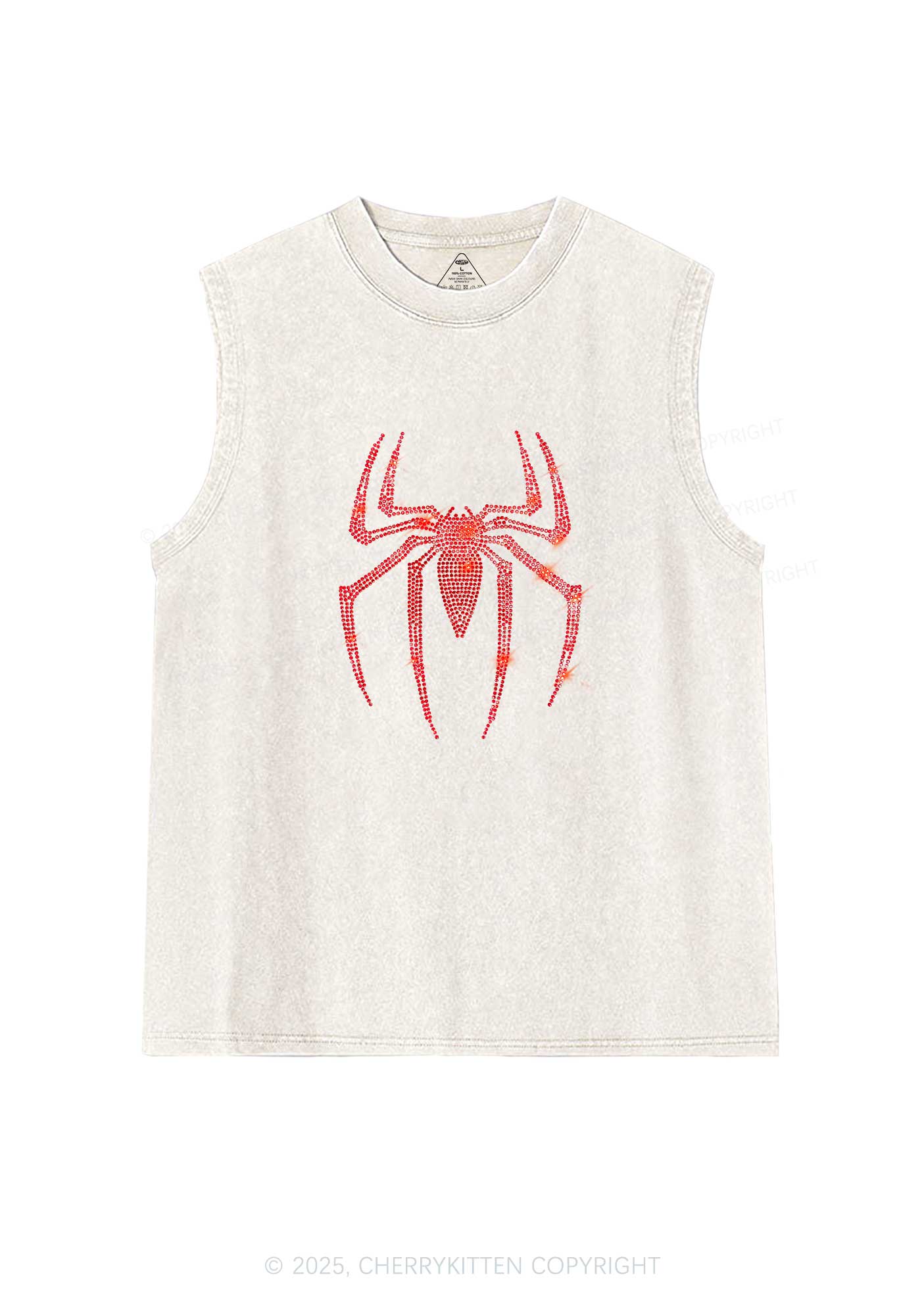 Rhinestone Red Spider Y2K Washed Muscle Tank Cherrykitten - Image 3