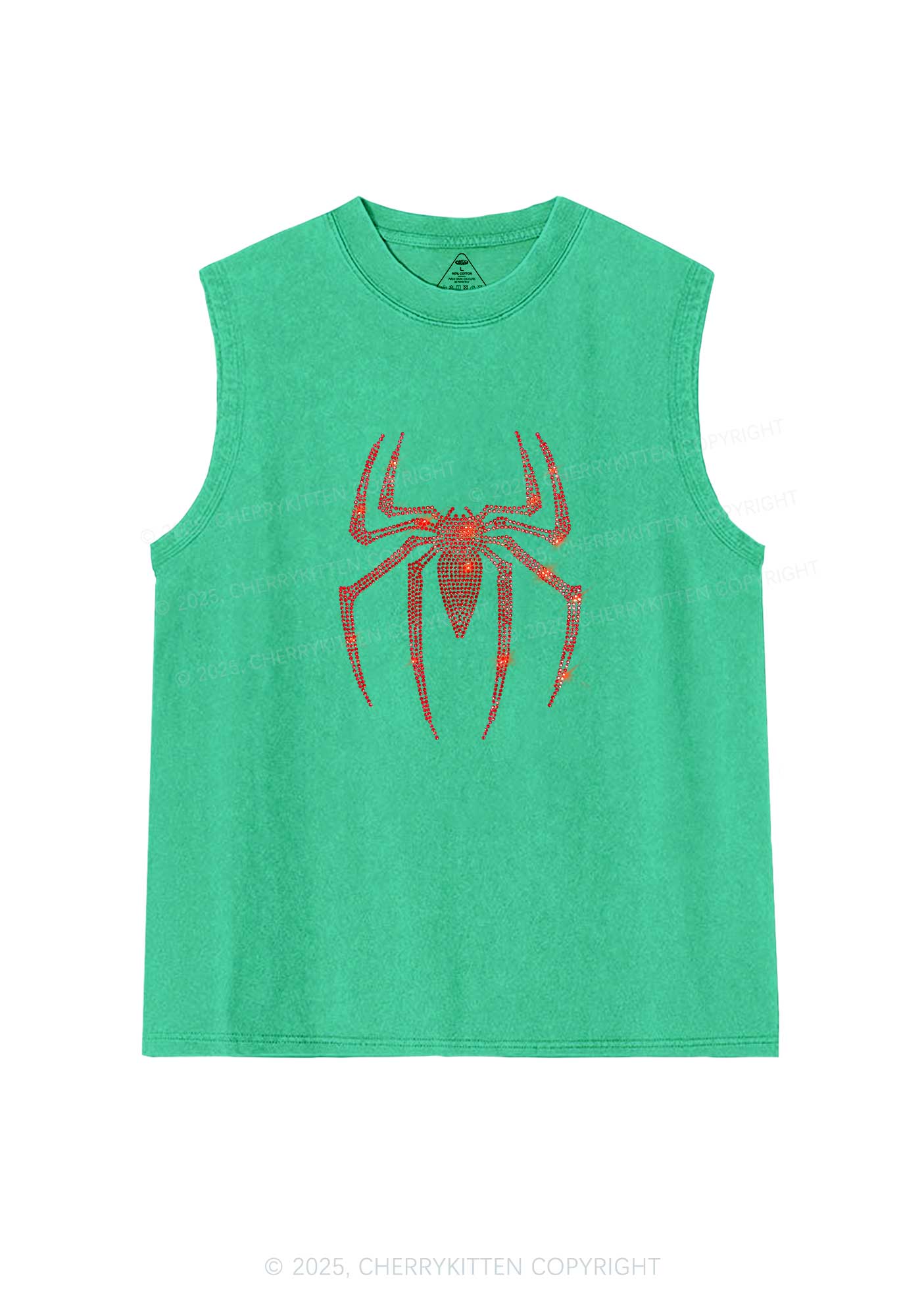 Rhinestone Red Spider Y2K Washed Muscle Tank Cherrykitten - Image 5