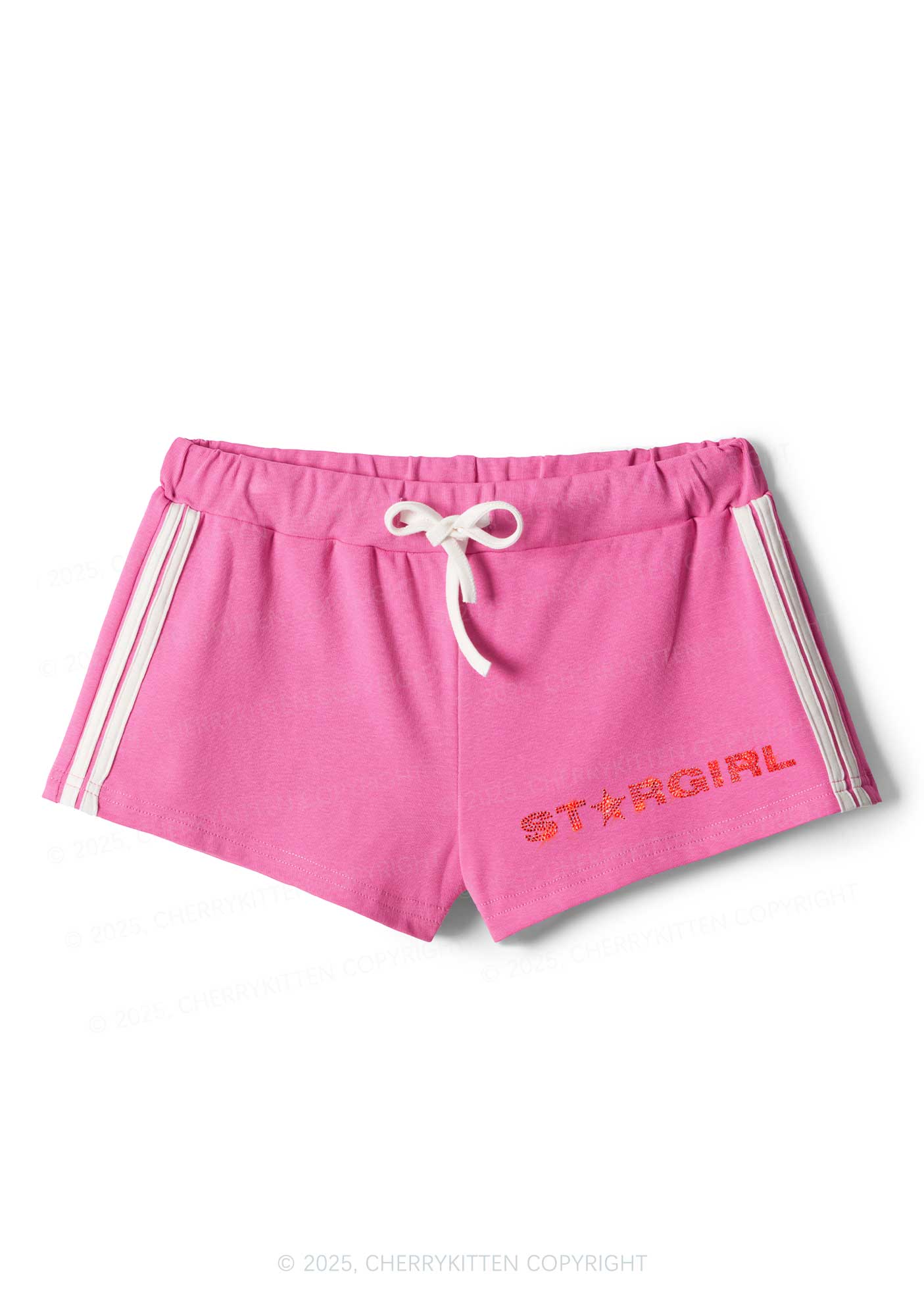 Rhinestone Red Stargirl Y2K Drawstring Mini Shorts Cherrykitten - Image 4