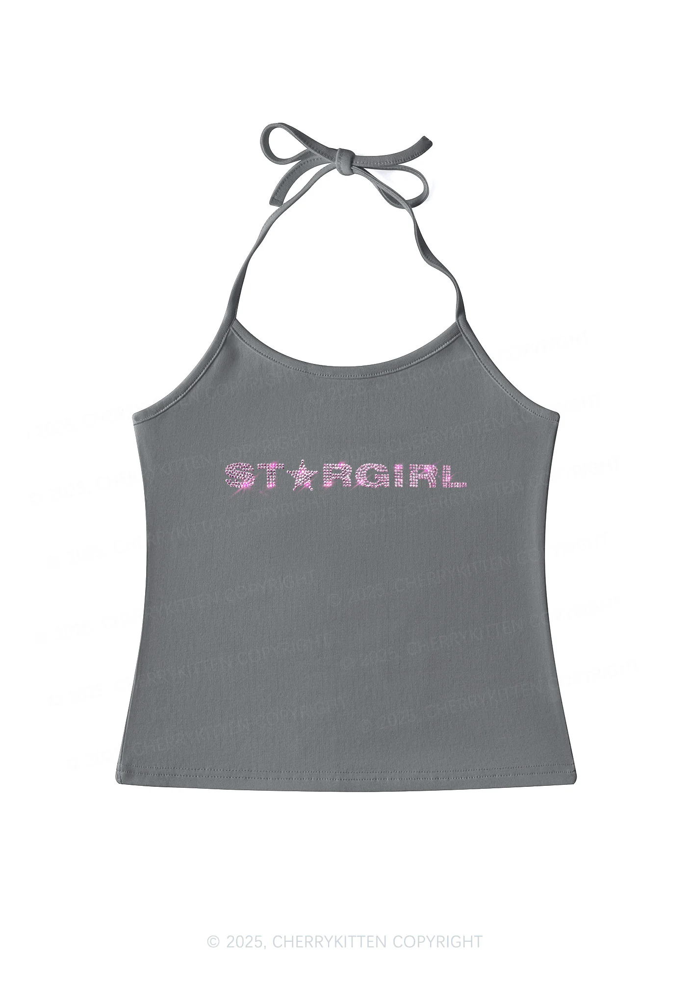 Rhinestone Red Stargirl Y2K Halter Neck Cami Cherrykitten - Image 2