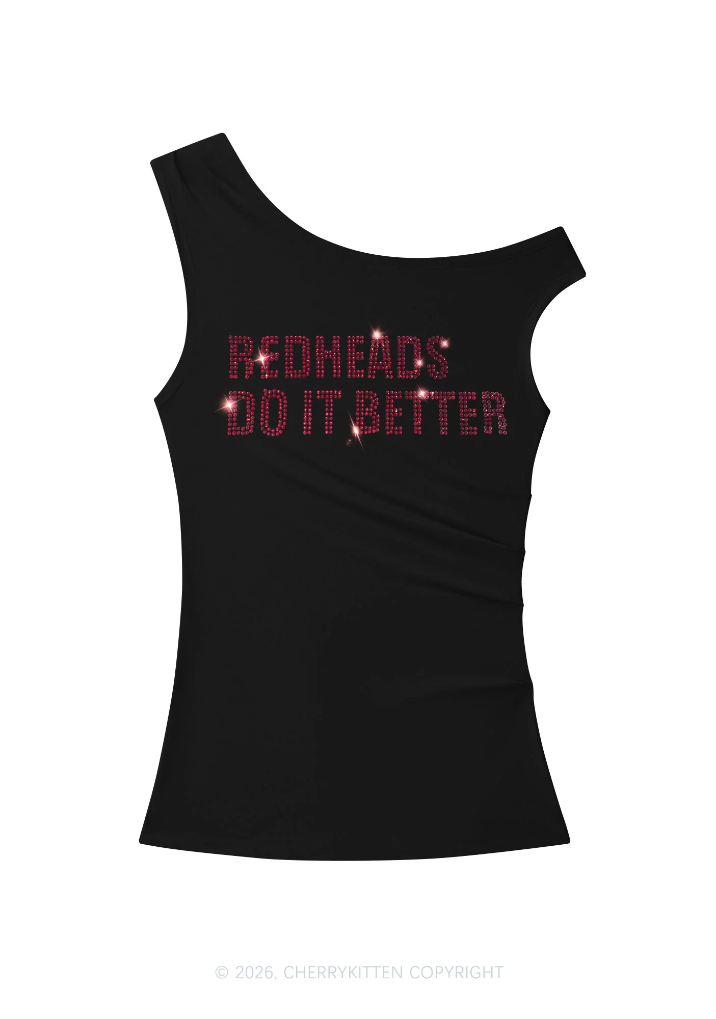 Rhinestone Redheads Do It Better St Patricks Y2K Off Shoulder Tank Top Cherrykitten - Image 4