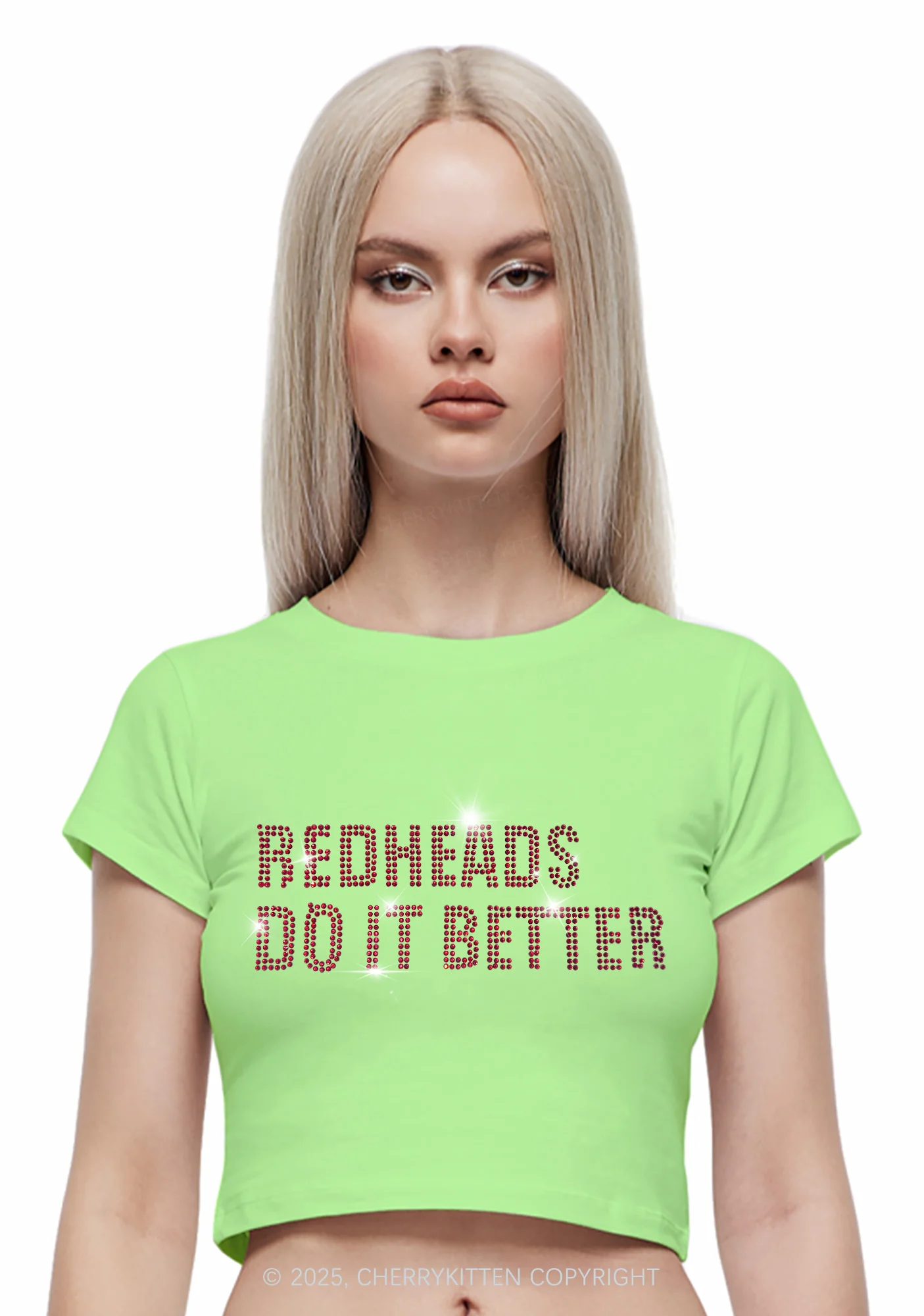 Rhinestone Redheads Do It Better Y2K Baby Tee Cherrykitten - Image 2