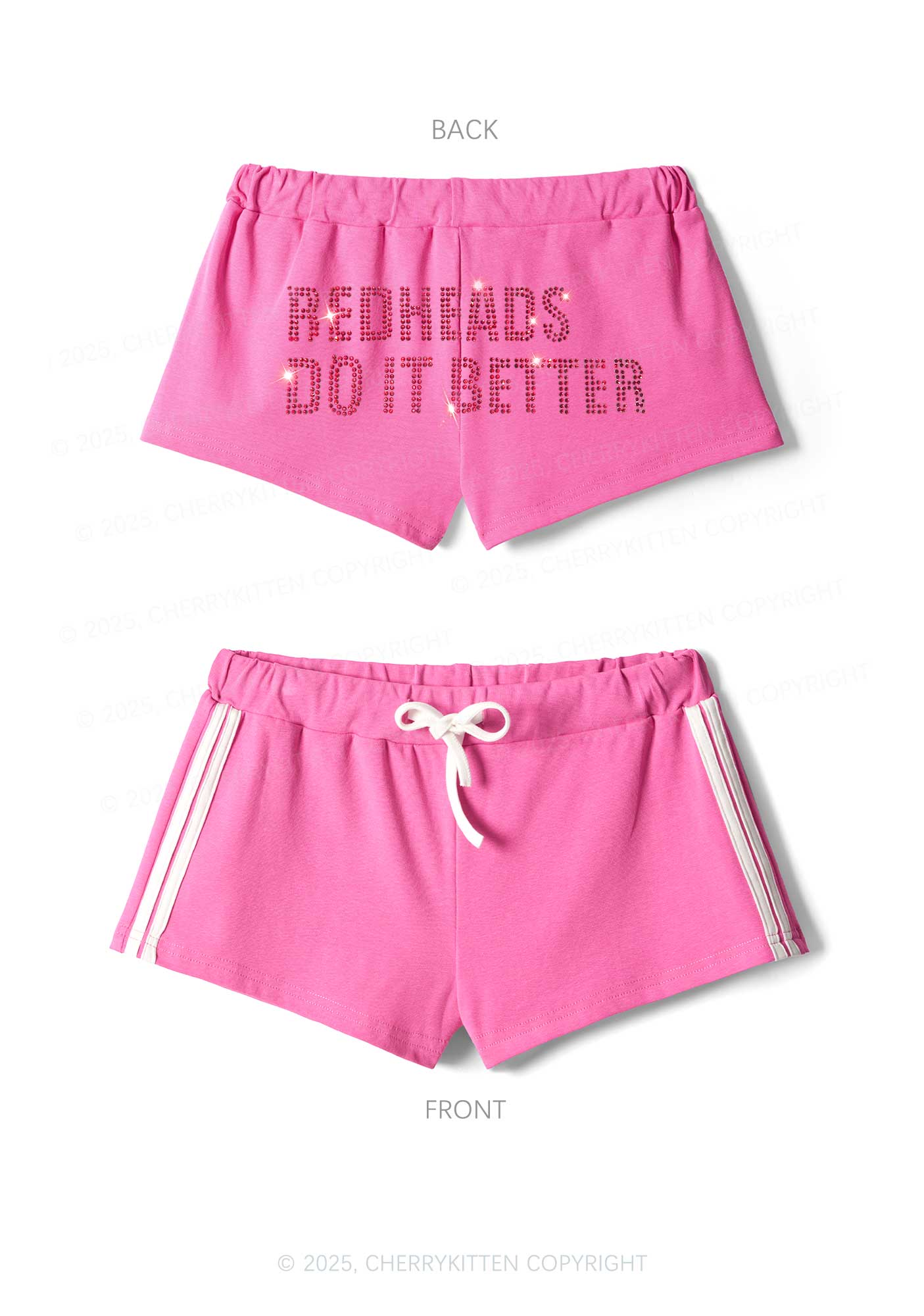 Rhinestone Redheads Do It Better Y2K Drawstring Mini Shorts Cherrykitten - Image 3