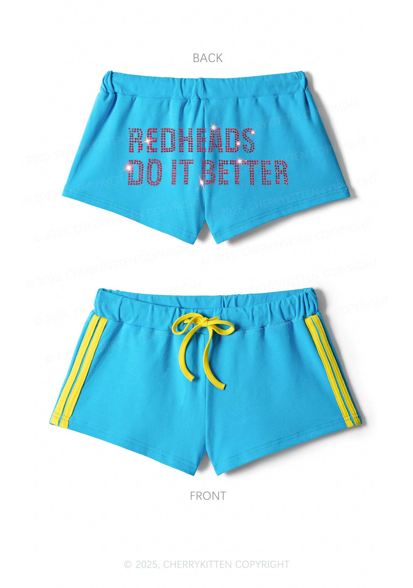 Rhinestone Redheads Do It Better Y2K Drawstring Mini Shorts Cherrykitten - Image 4