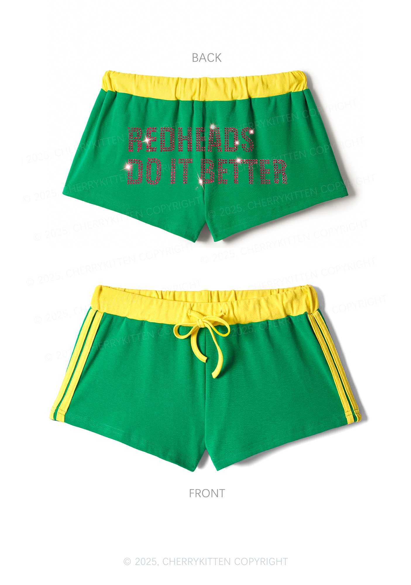 Rhinestone Redheads Do It Better Y2K Drawstring Mini Shorts Cherrykitten - Image 5