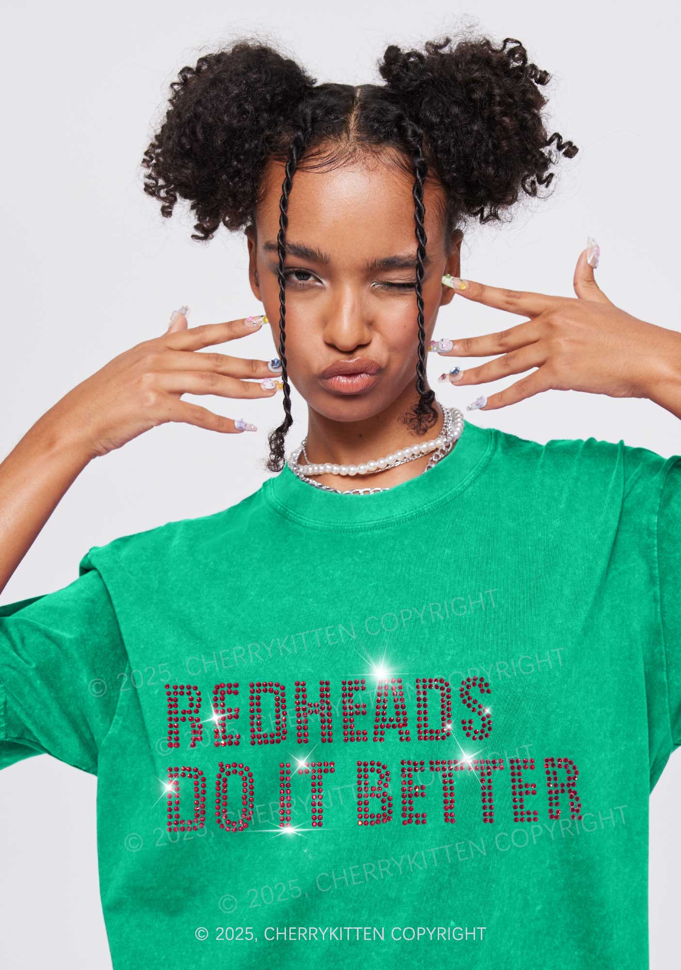 Rhinestone Redheads Do It Better Y2K Shirts Washed Tee Cherrykitten - Image 2