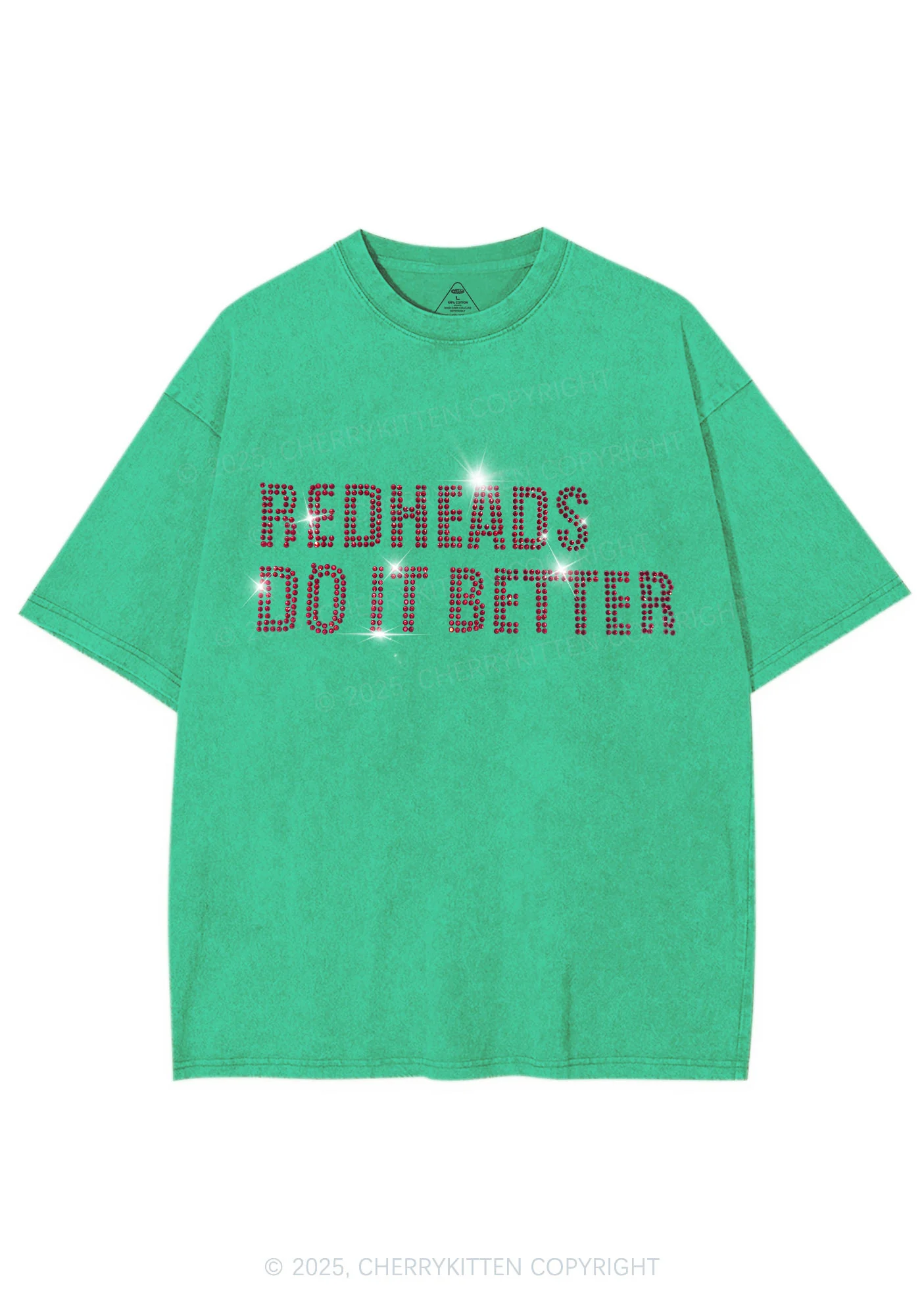Rhinestone Redheads Do It Better Y2K Shirts Washed Tee Cherrykitten - Image 4