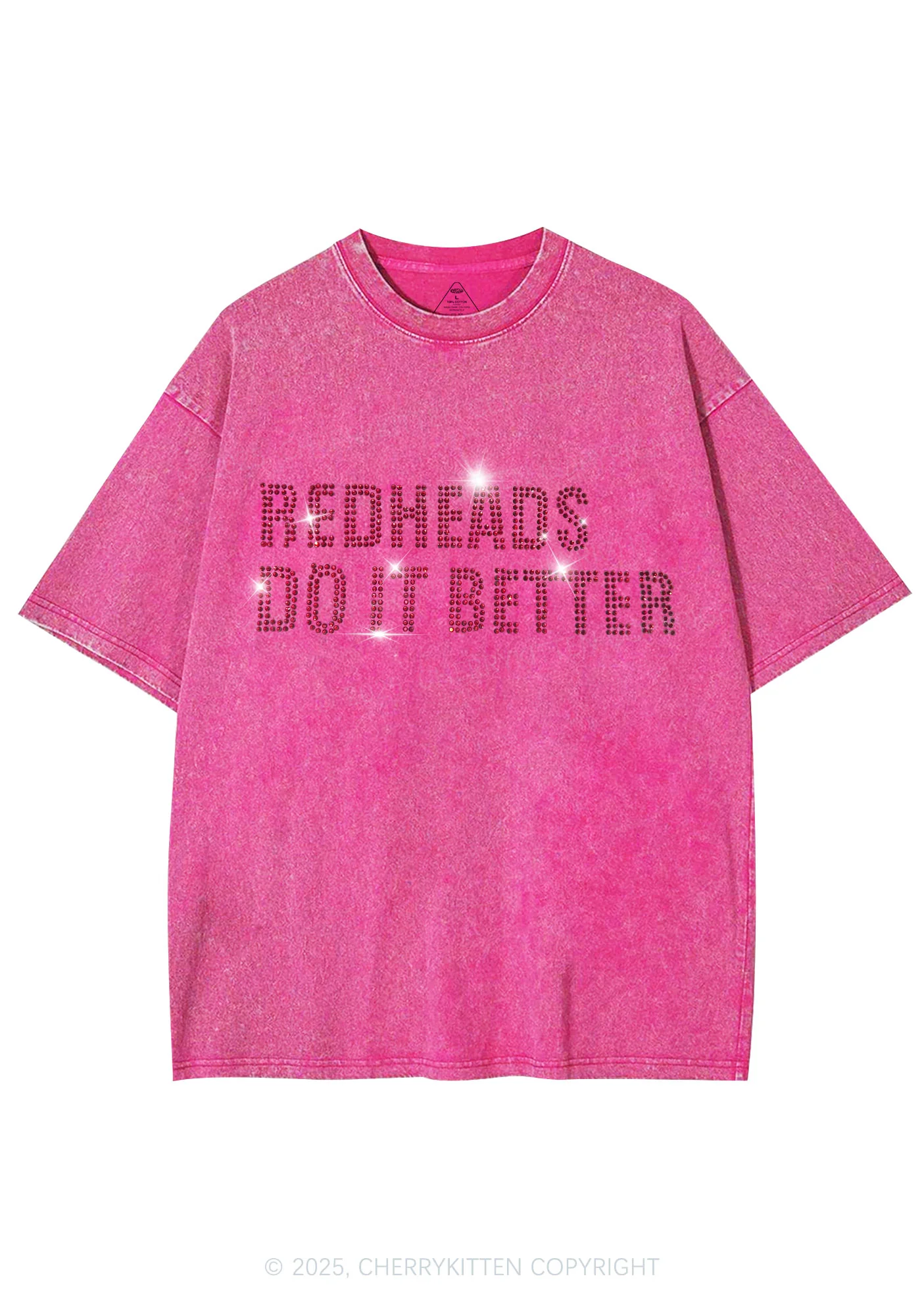 Rhinestone Redheads Do It Better Y2K Shirts Washed Tee Cherrykitten - Image 5