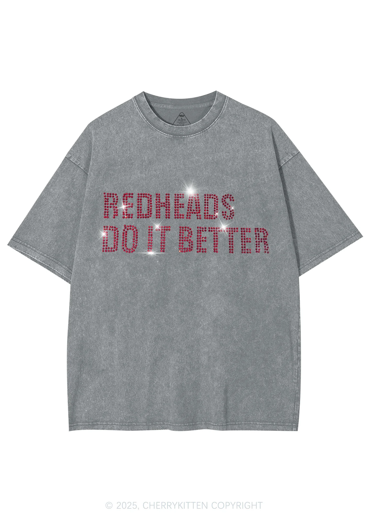 Rhinestone Redheads Do It Better Y2K Shirts Washed Tee Cherrykitten - Image 8
