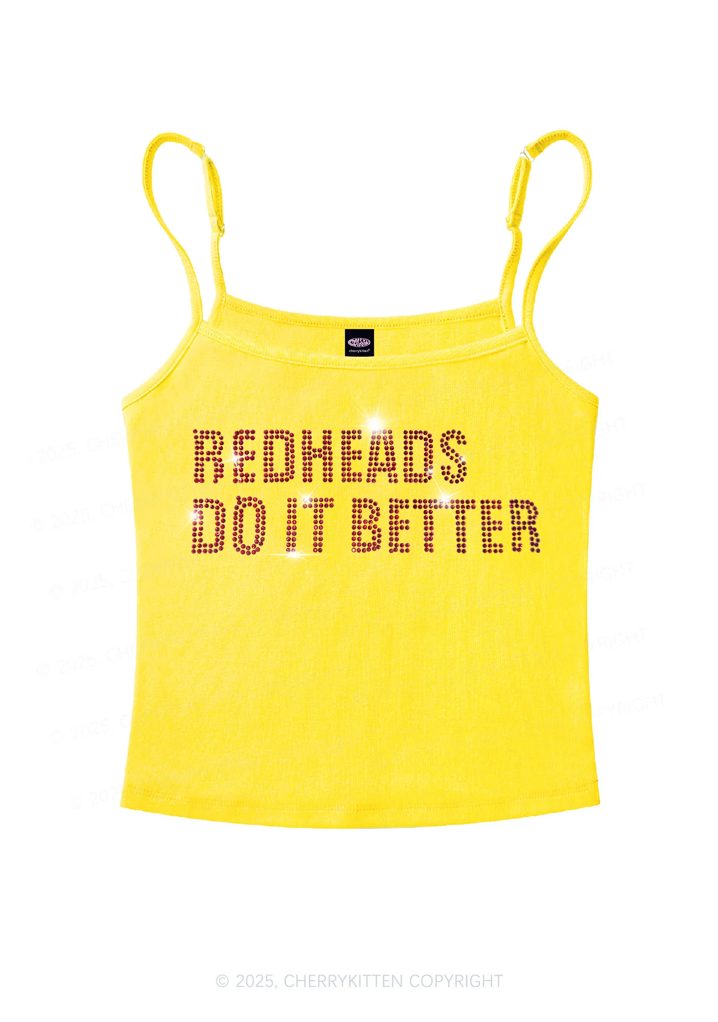 Rhinestone Redheads Do It Better Y2K Spaghetti Strap Cami Cherrykitten - Image 3